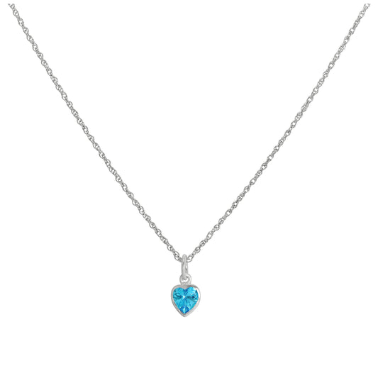 Collier avec pendentif en argent sterling et cristal bleu en forme de cœur, 35 à 55 cm
