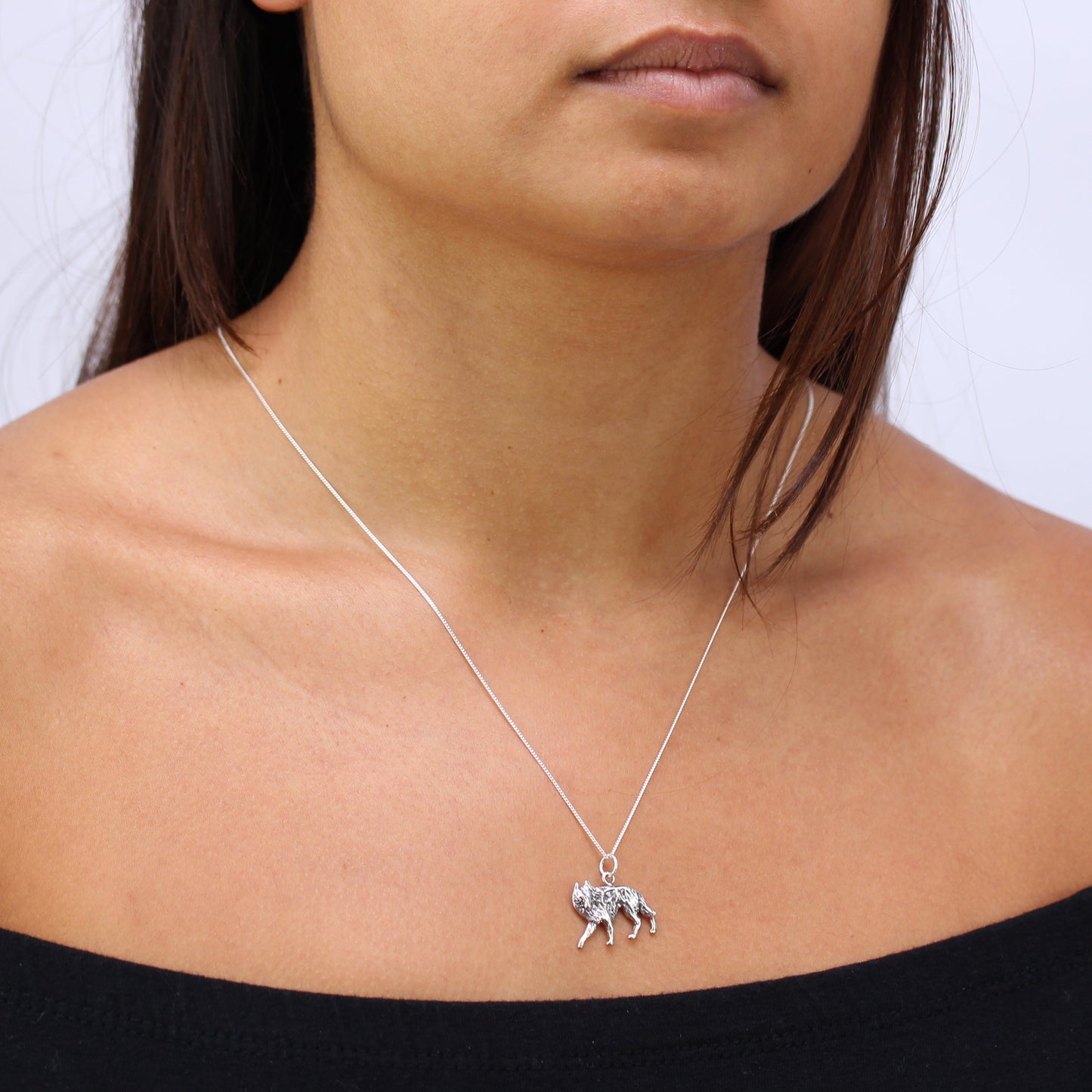 Collier pendentif loup en argent sterling de 40 à 55 cm