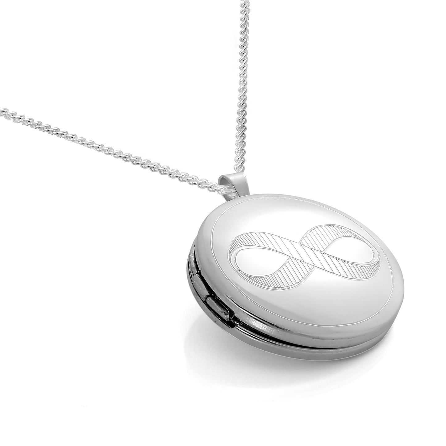 Médaillon rond infini en argent sterling sur chaîne