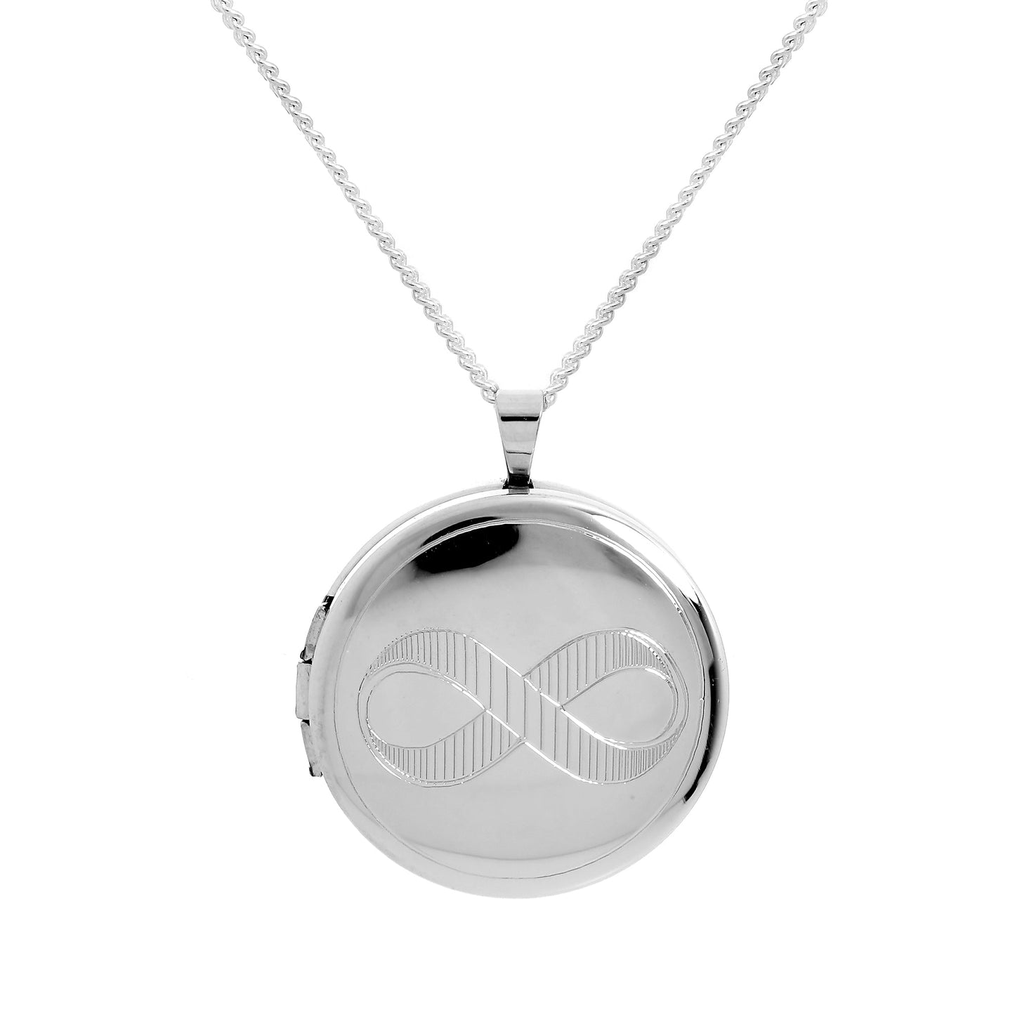 Médaillon rond infini en argent sterling sur chaîne