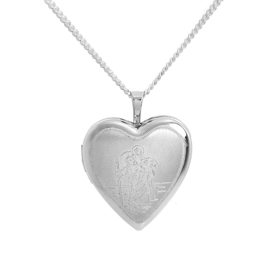 Médaillon en argent sterling gravé Saint Christophe amoureux sur chaîne