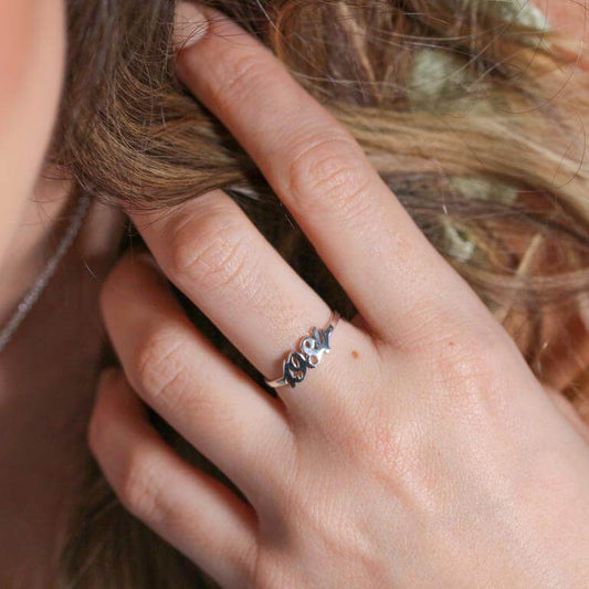 Bague ajustable personnalisée en argent sterling avec année
