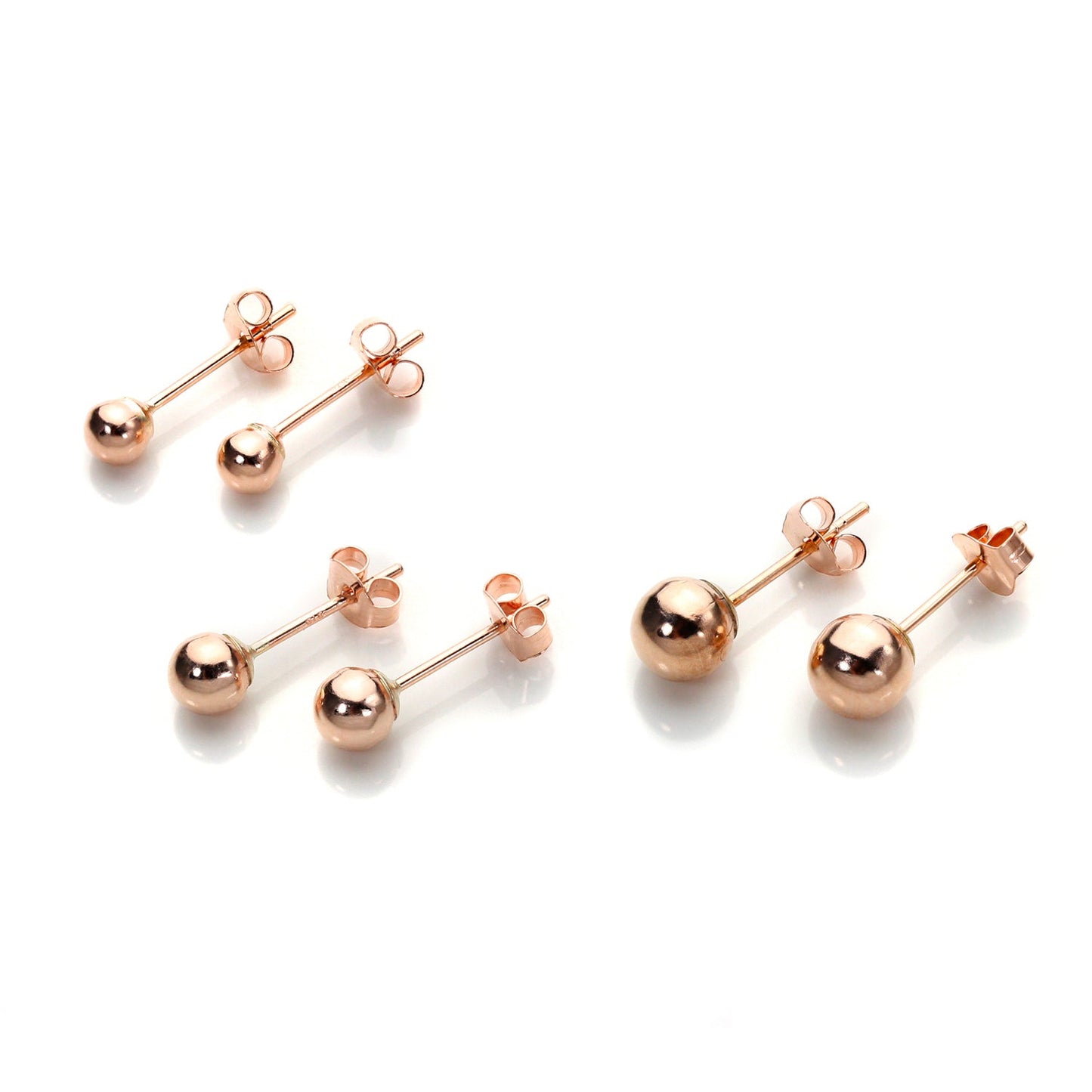 Ensemble de boucles d'oreilles classiques à tige en or rose 9 carats