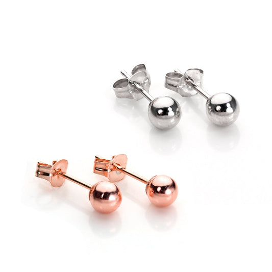 Boucles d'oreilles à tige classiques en or mixte 9 carats de 4 mm