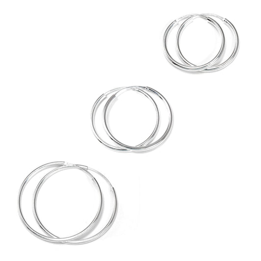 Ensemble de créoles en argent sterling léger pour tous les jours