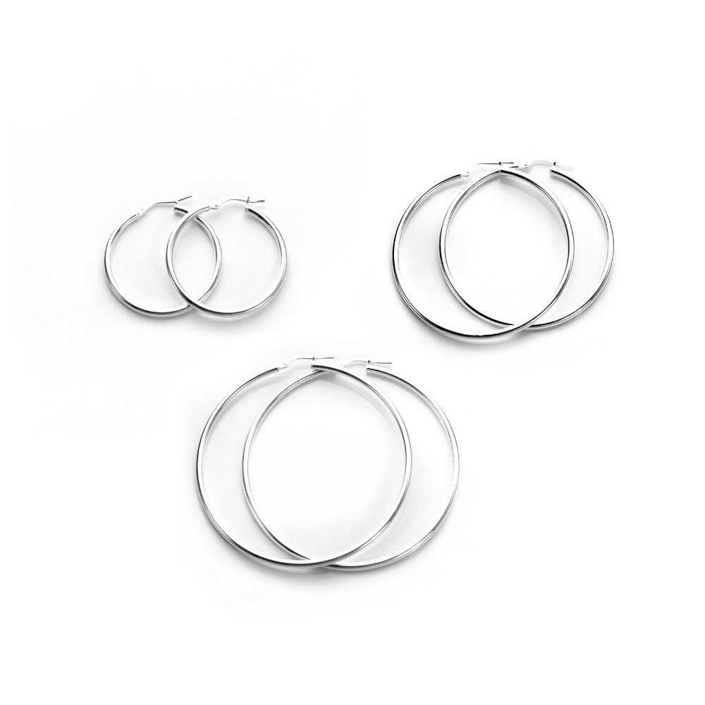 Ensemble de créoles de tous les jours en argent sterling de taille moyenne