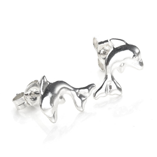 Boucles d'oreilles à tige en argent sterling en forme de grand dauphin