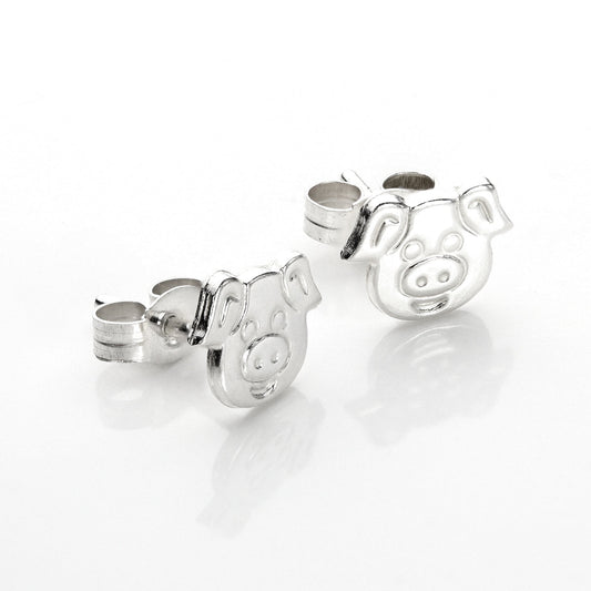 Boucles d'oreilles à tige en argent sterling en forme de cochon mignon