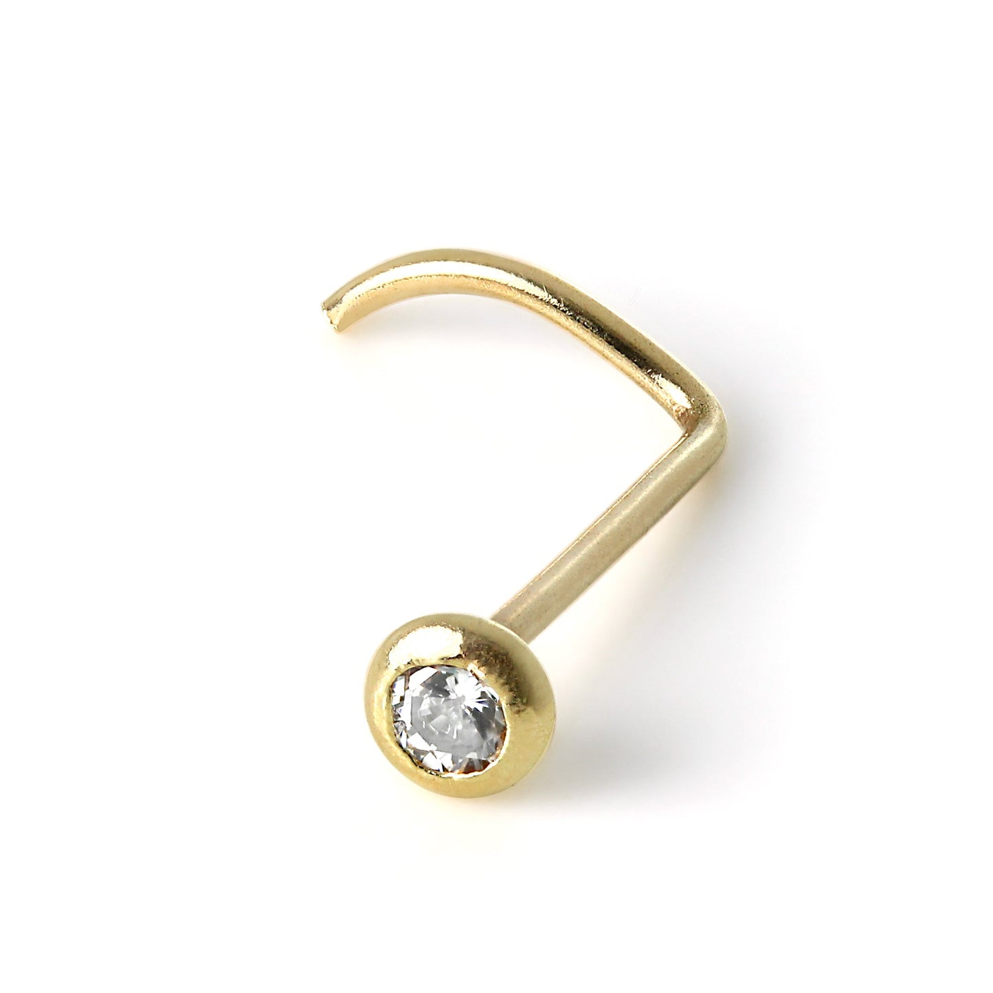 Vis de nez en or 14 carats et cristal CZ rond de 2 mm