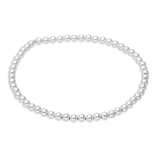 Bracelet extensible en argent sterling de 18 cm et perles gourmettes de 3 mm