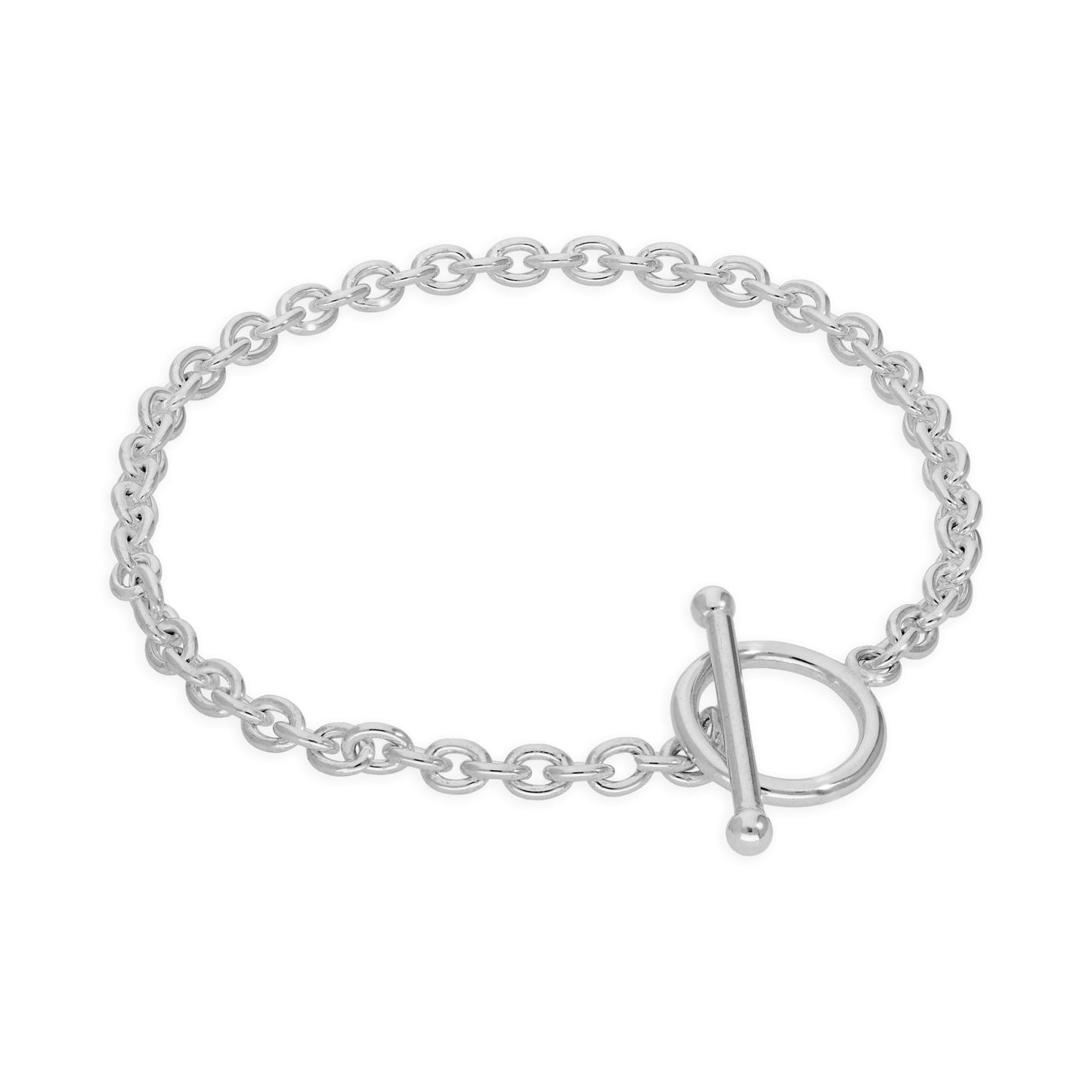 Bracelet en argent sterling de 20 cm avec fermoir en T