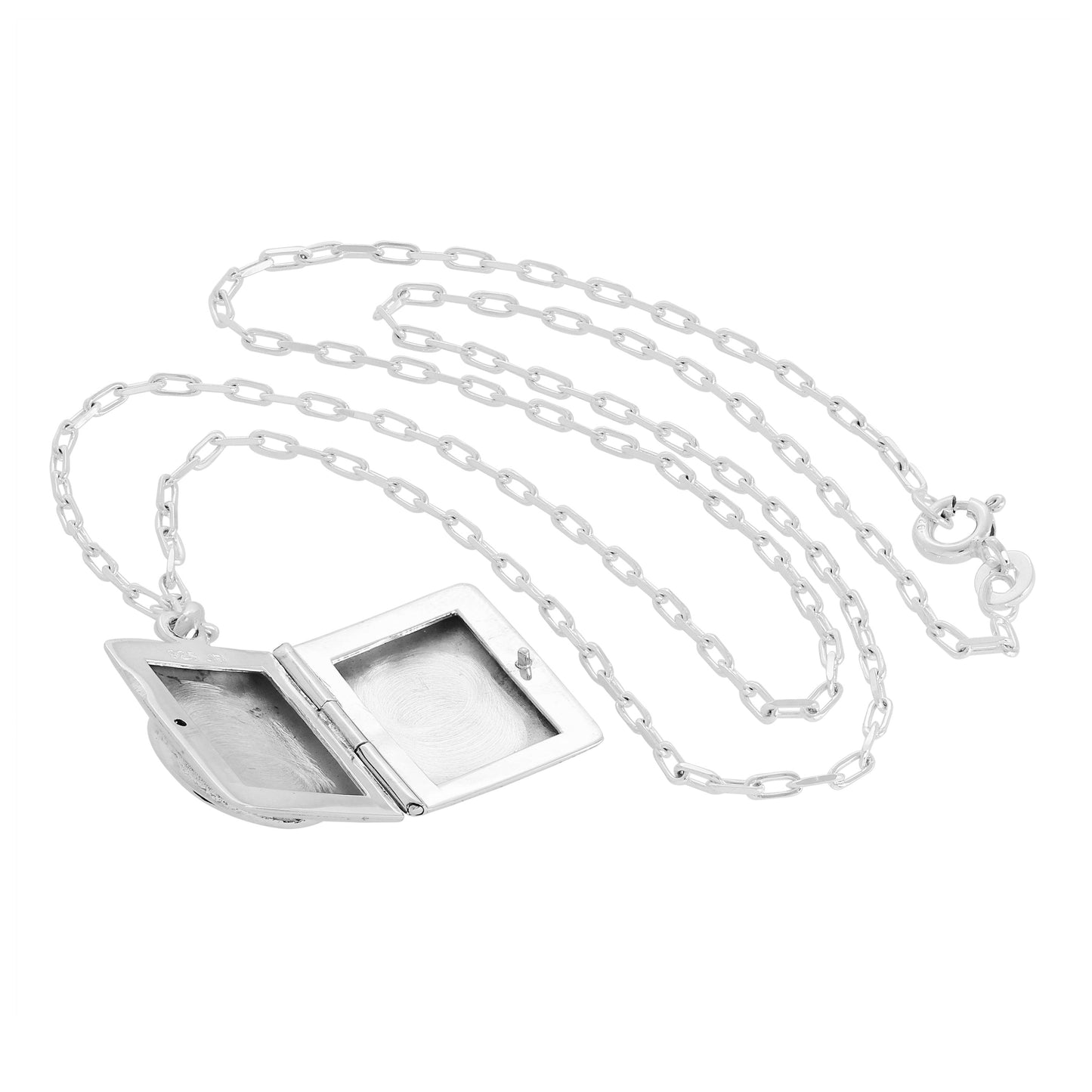 Médaillon rectangulaire en argent sterling de style Mackintosh sur chaîne de 40 à 61 cm