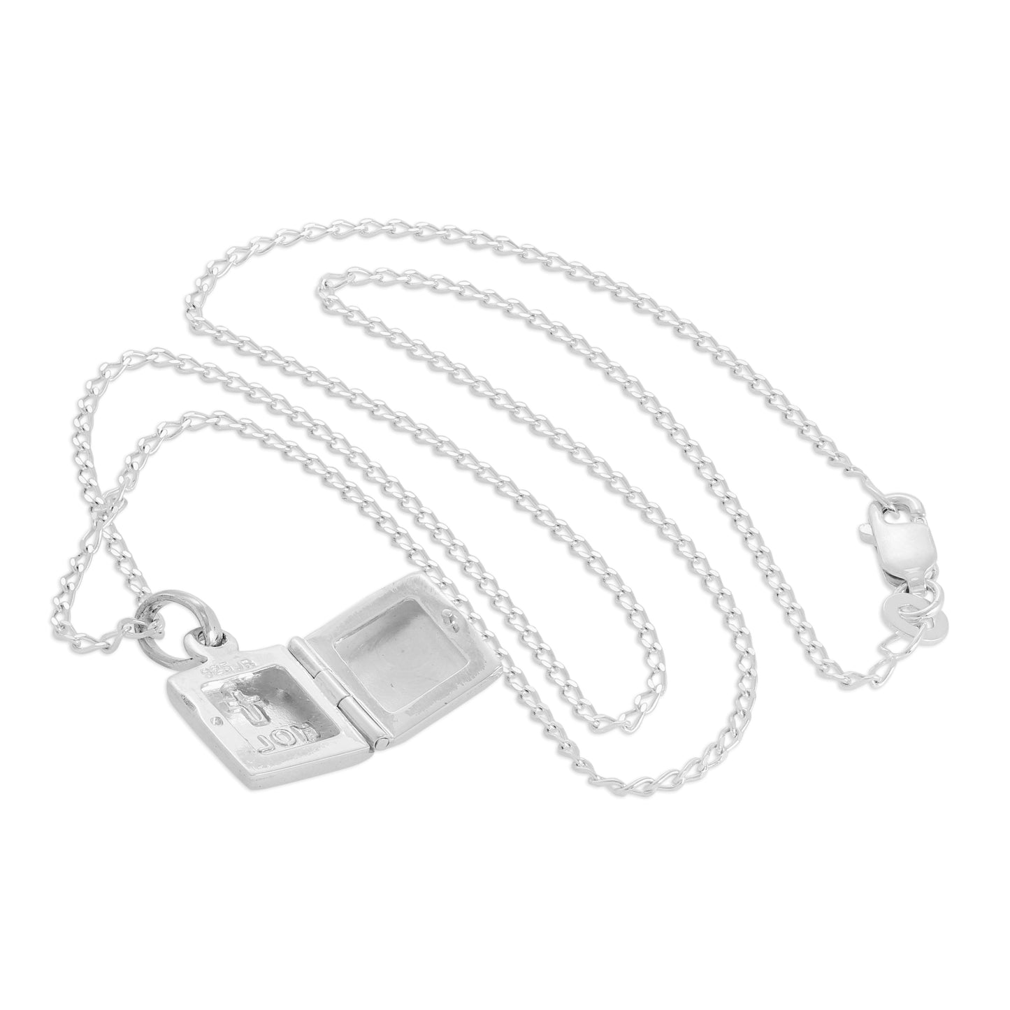 Médaillon de la Sainte Bible en argent sterling sur chaîne de 40 à 61 cm