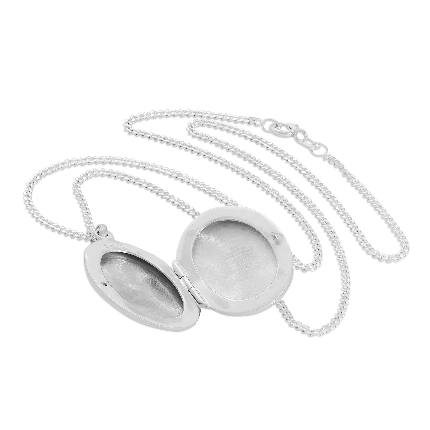 Médaillon ovale en argent sterling avec fleurs sur chaîne de 40 à 61 cm