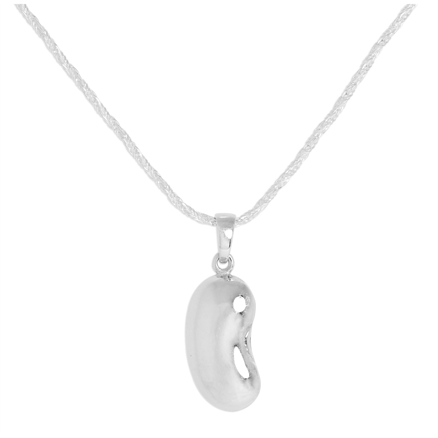 Collier pendentif haricot en argent sterling 16 à 24 pouces