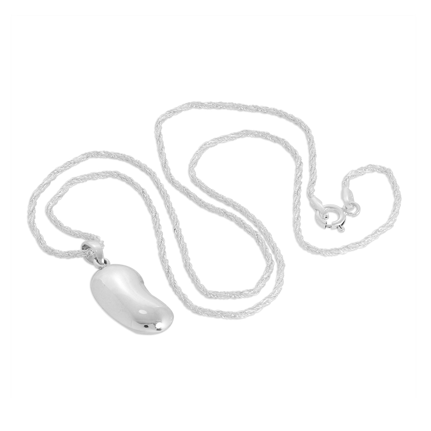 Collier pendentif haricot en argent sterling 16 à 24 pouces