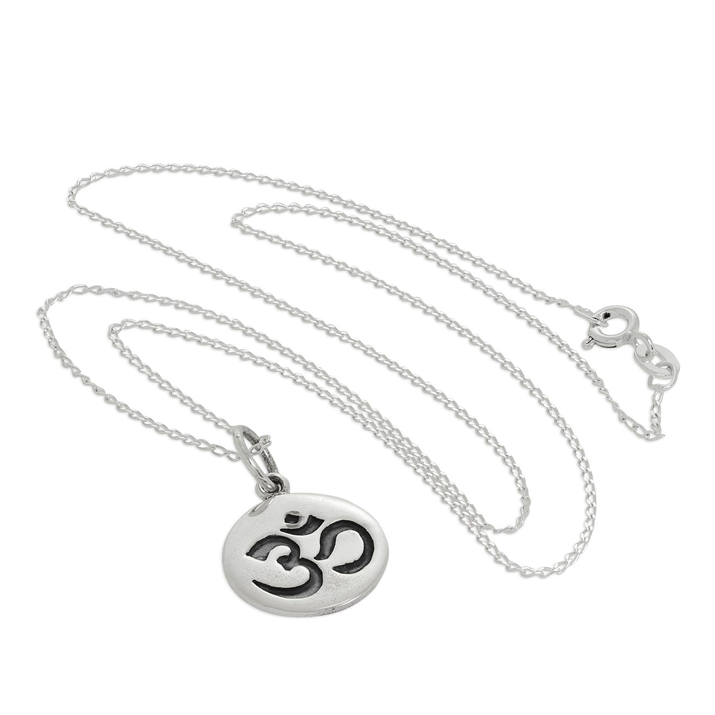 Collier pendentif rond Omh en argent sterling de 14 à 32 pouces