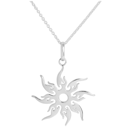 Collier pendentif soleil flamboyant en argent sterling de 40 à 61 cm