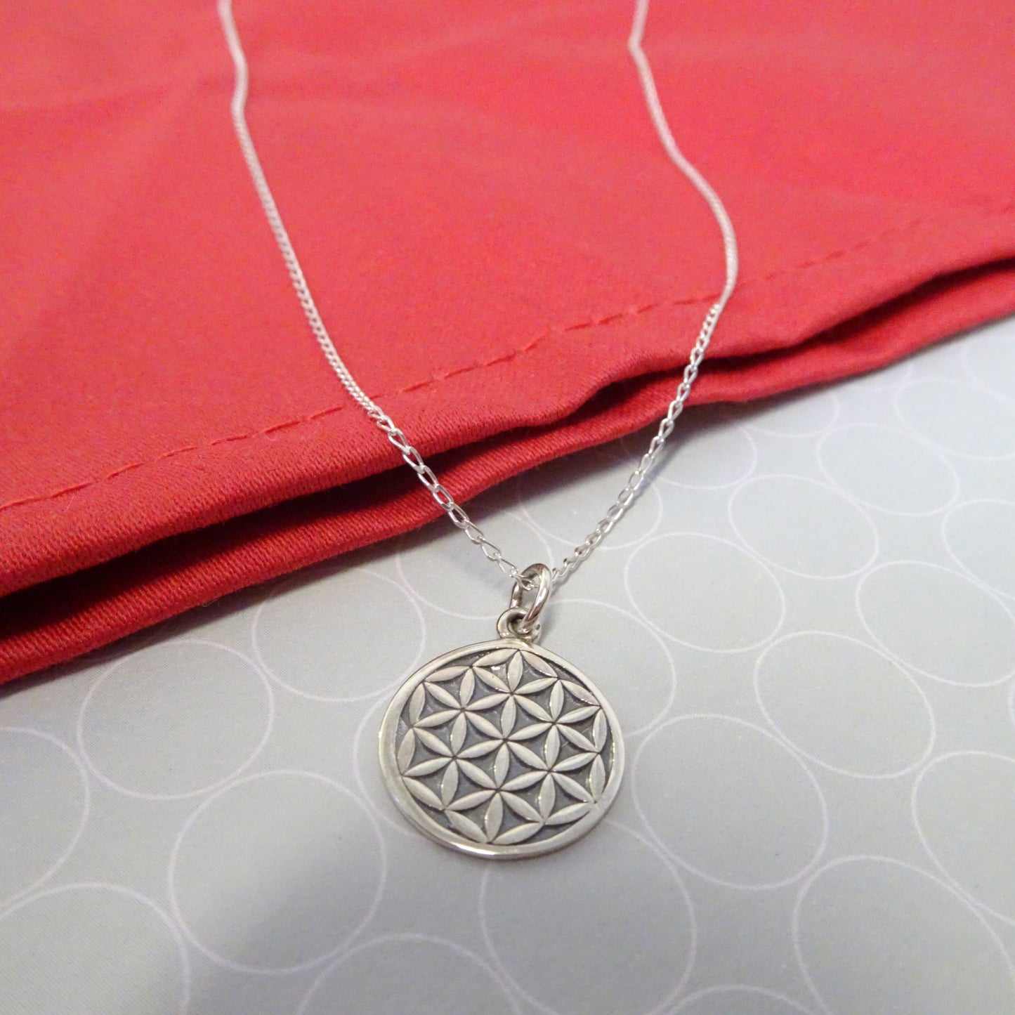 Collier pendentif Fleur de vie en argent sterling de 14 à 32 pouces