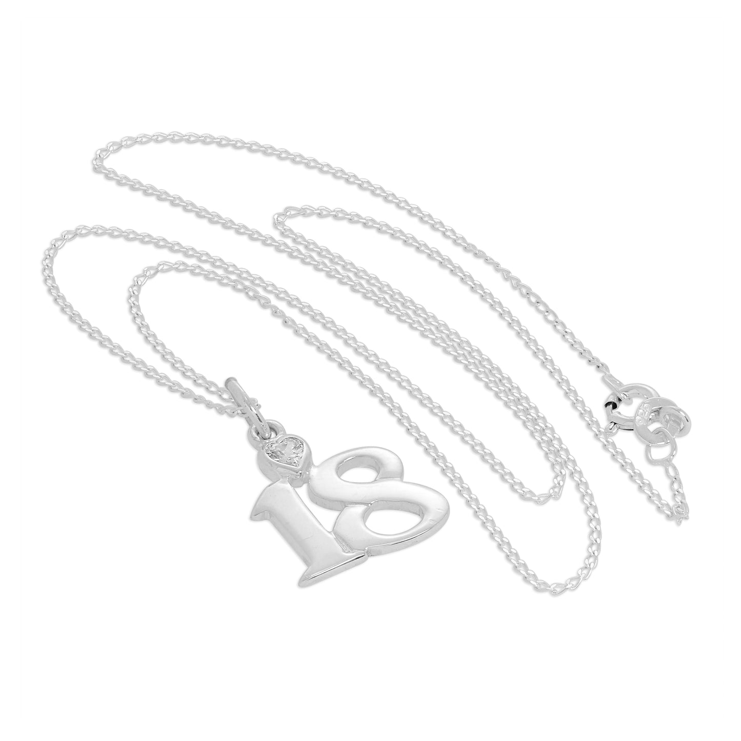 Pendentif en argent sterling 18 carats avec cœur en cristal CZ transparent sur chaîne de 40 à 61 cm