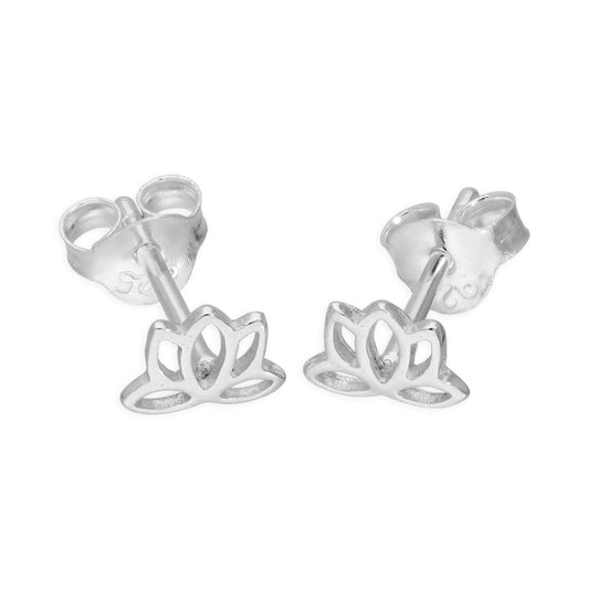Boucles d'oreilles à tige en argent sterling avec petites découpes en forme de lotus