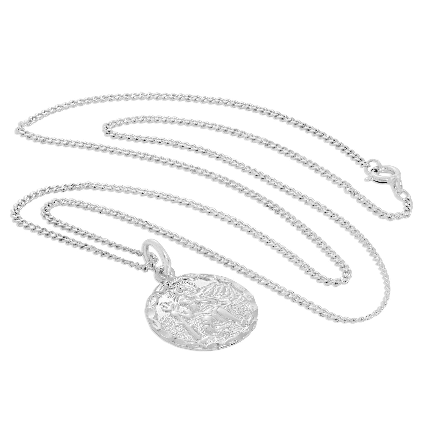 Collier Saint-Christophe rond en argent sterling taille diamant, 40 à 61 cm