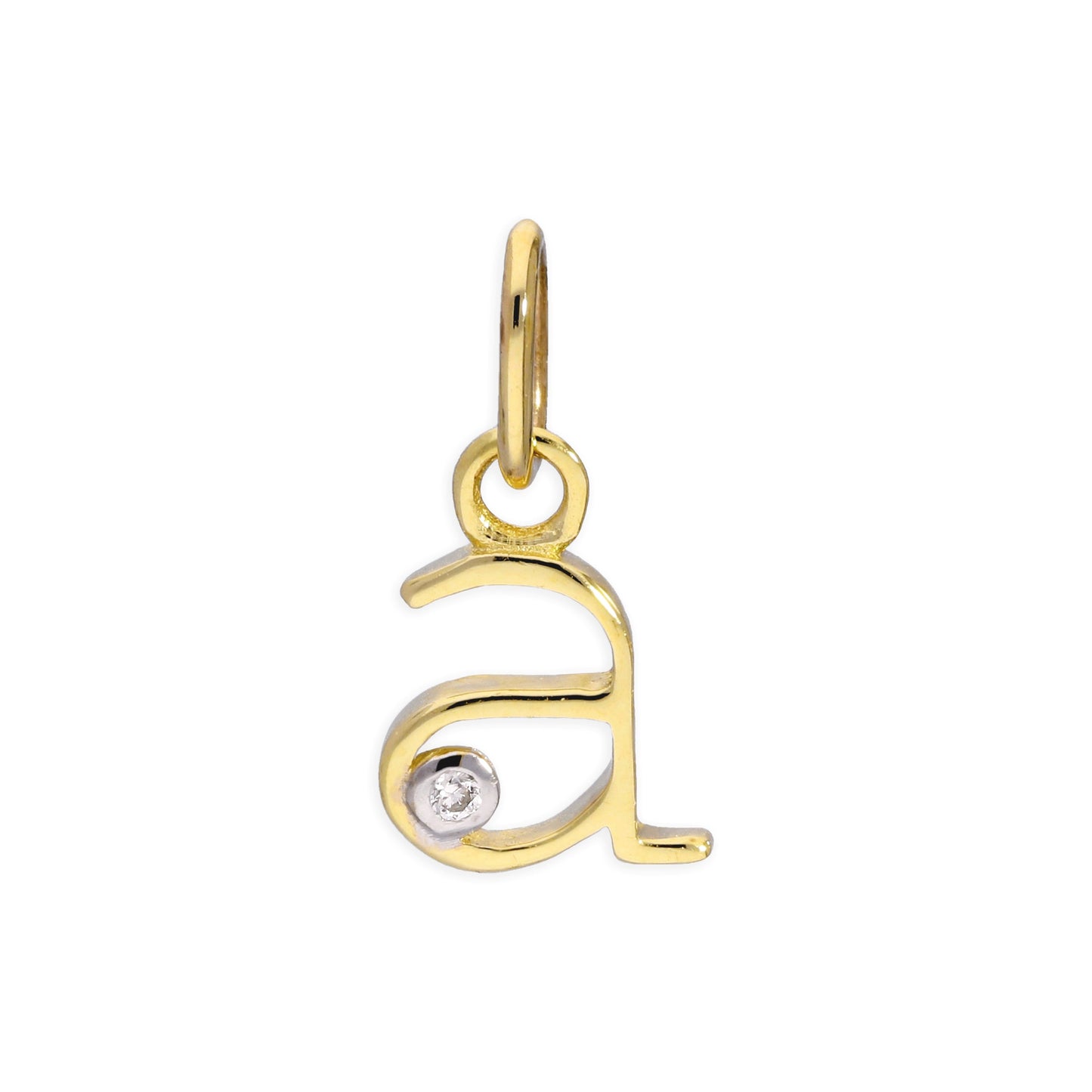 Pendentif lettre de l'alphabet A à Z en or jaune 9 carats et diamants 0,4 pt