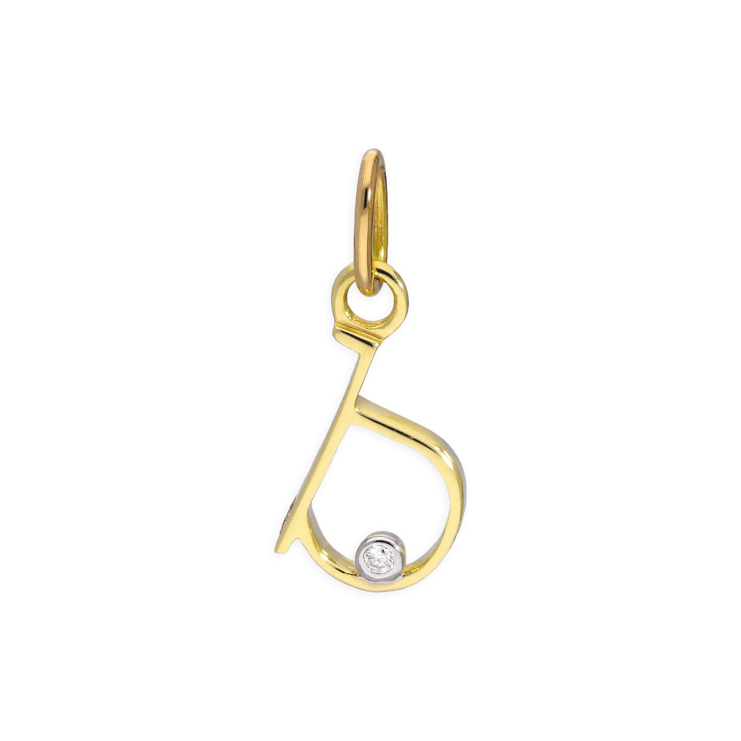 Pendentif lettre de l'alphabet A à Z en or jaune 9 carats et diamants 0,4 pt