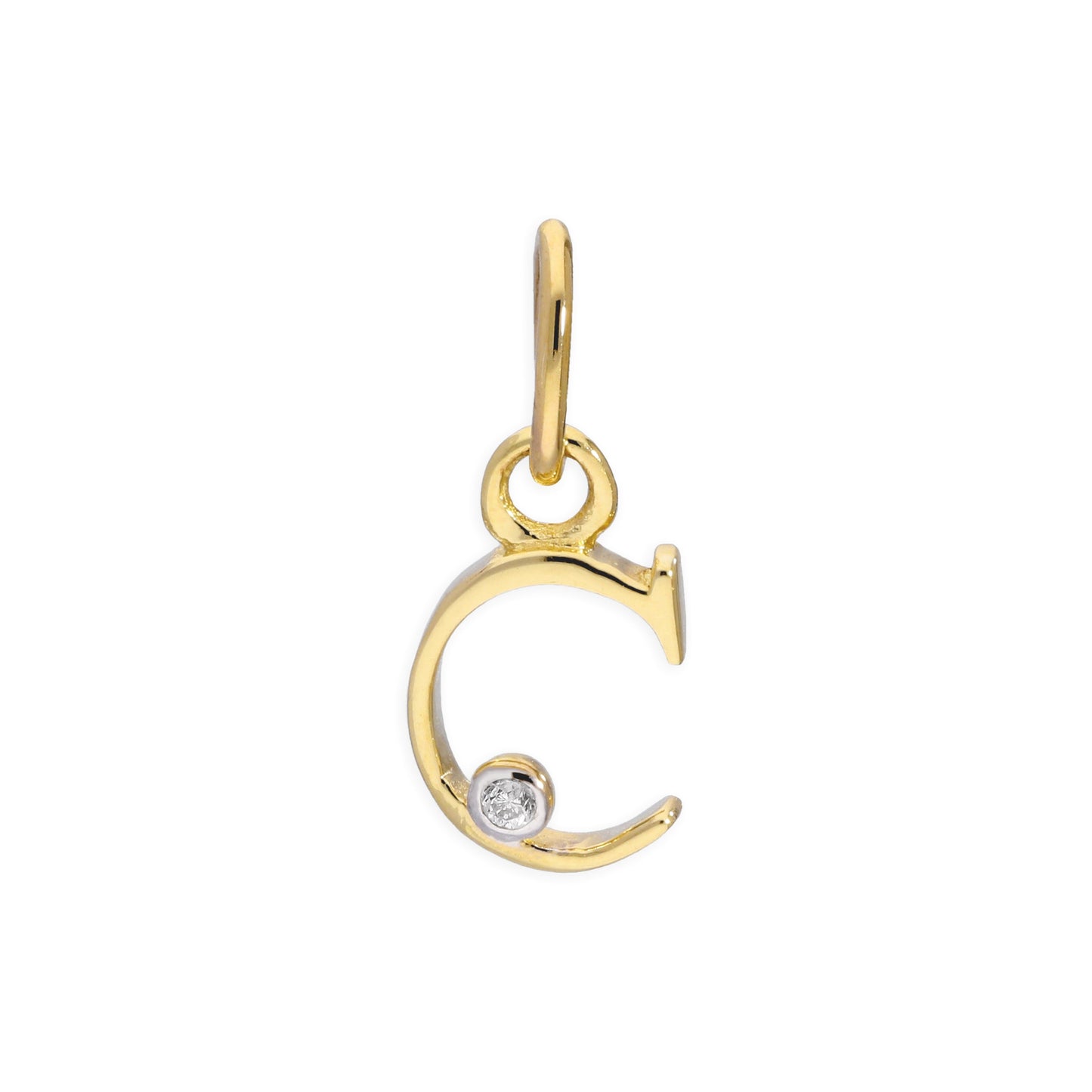 Pendentif lettre de l'alphabet A à Z en or jaune 9 carats et diamants 0,4 pt
