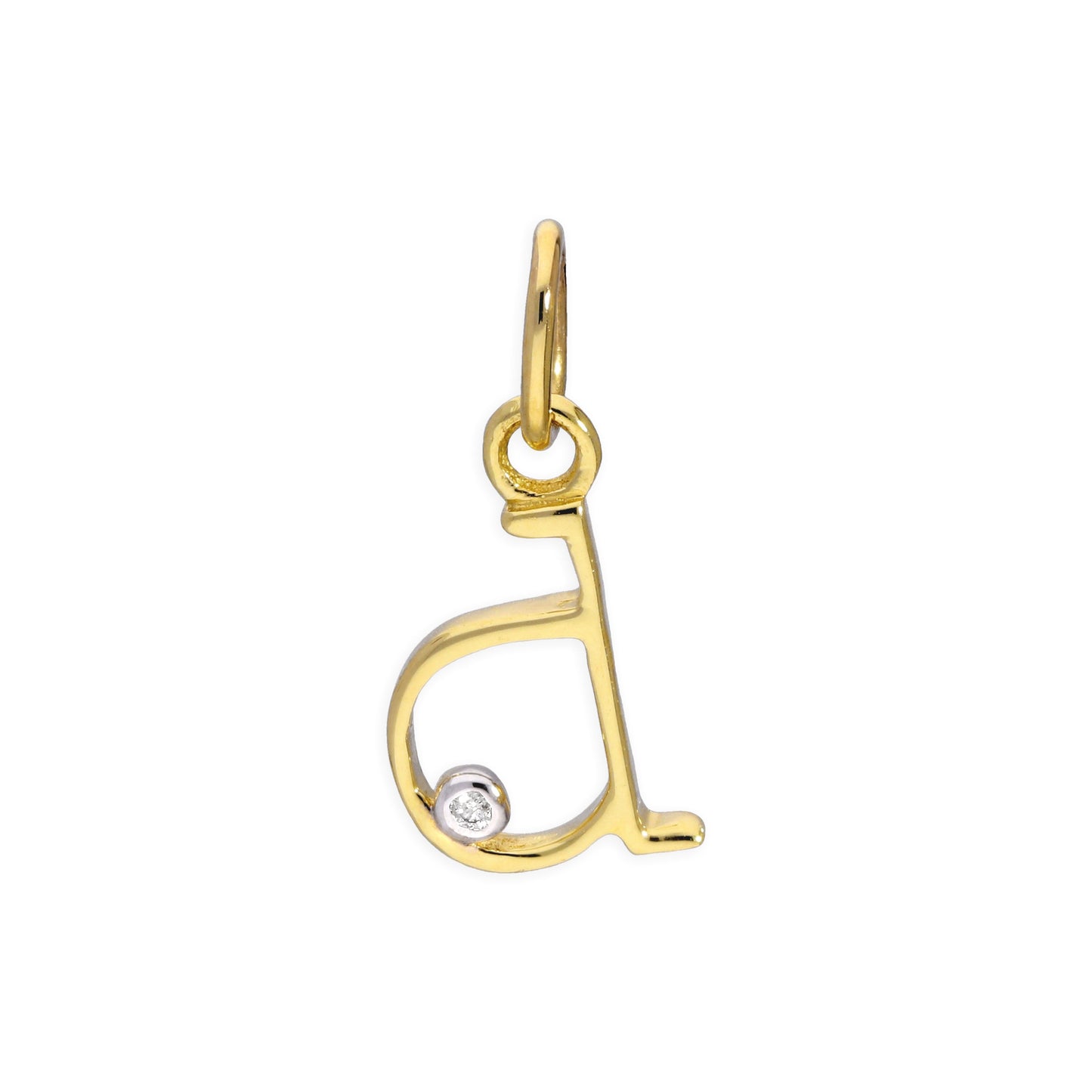 Pendentif lettre de l'alphabet A à Z en or jaune 9 carats et diamants 0,4 pt