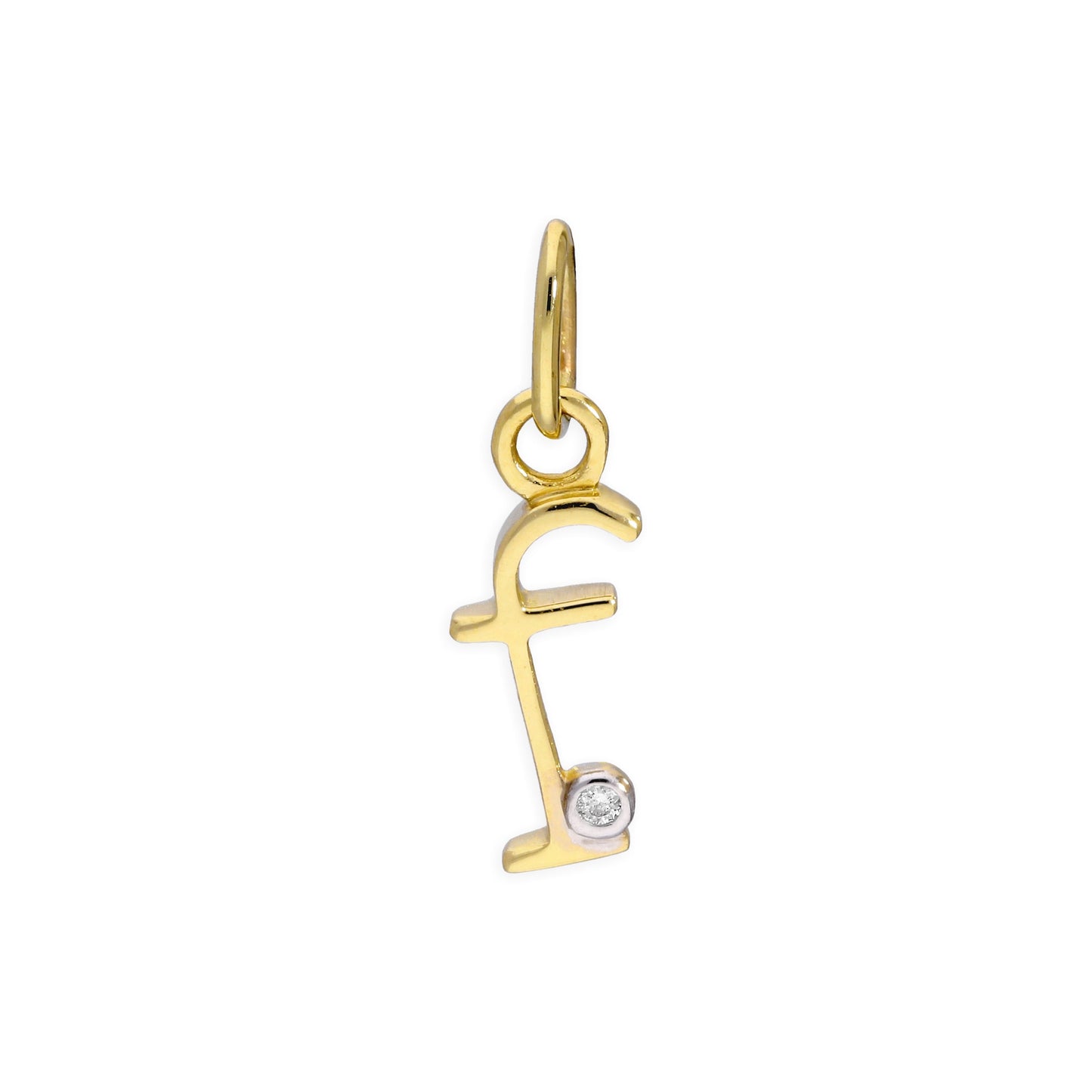 Pendentif lettre de l'alphabet A à Z en or jaune 9 carats et diamants 0,4 pt