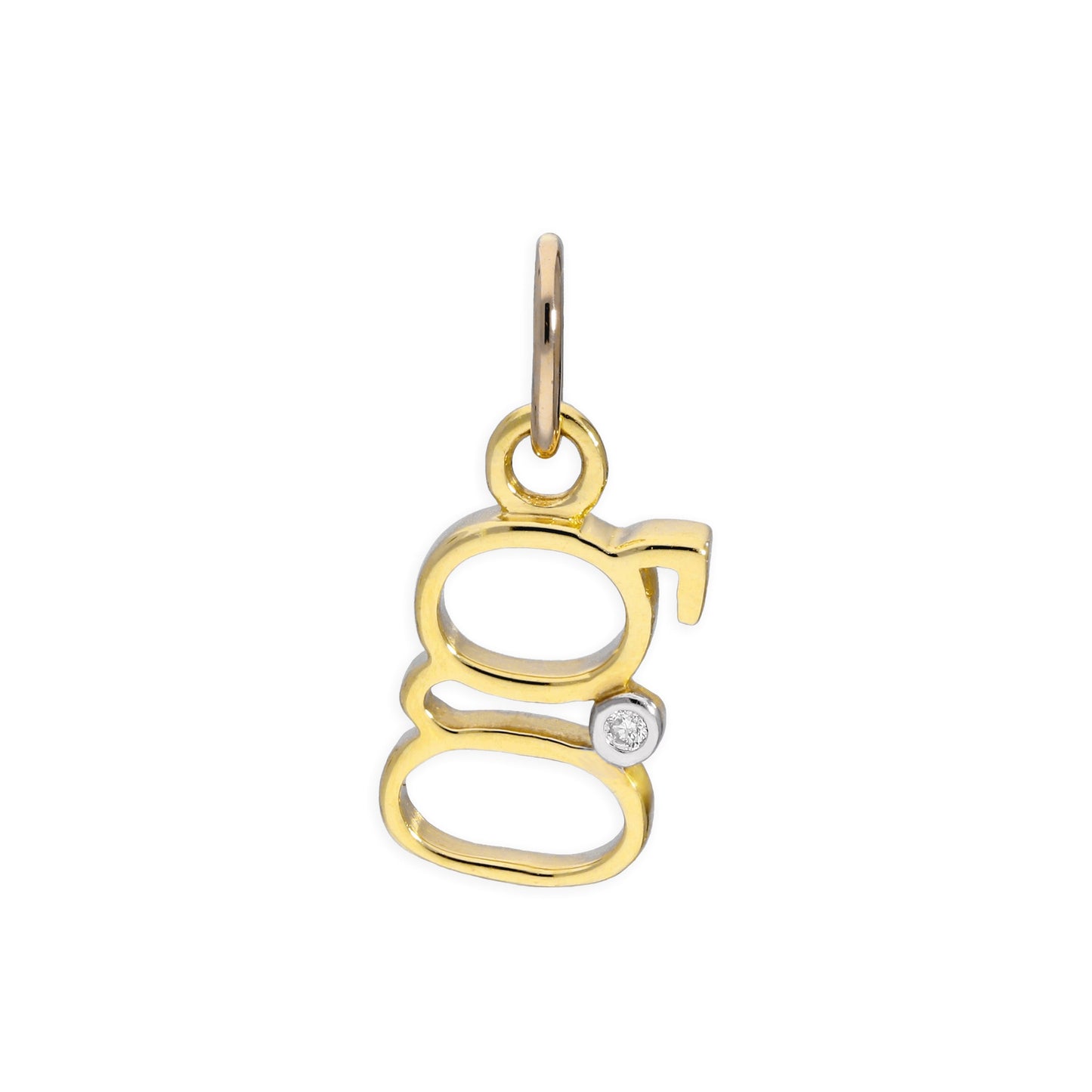 Pendentif lettre de l'alphabet A à Z en or jaune 9 carats et diamants 0,4 pt