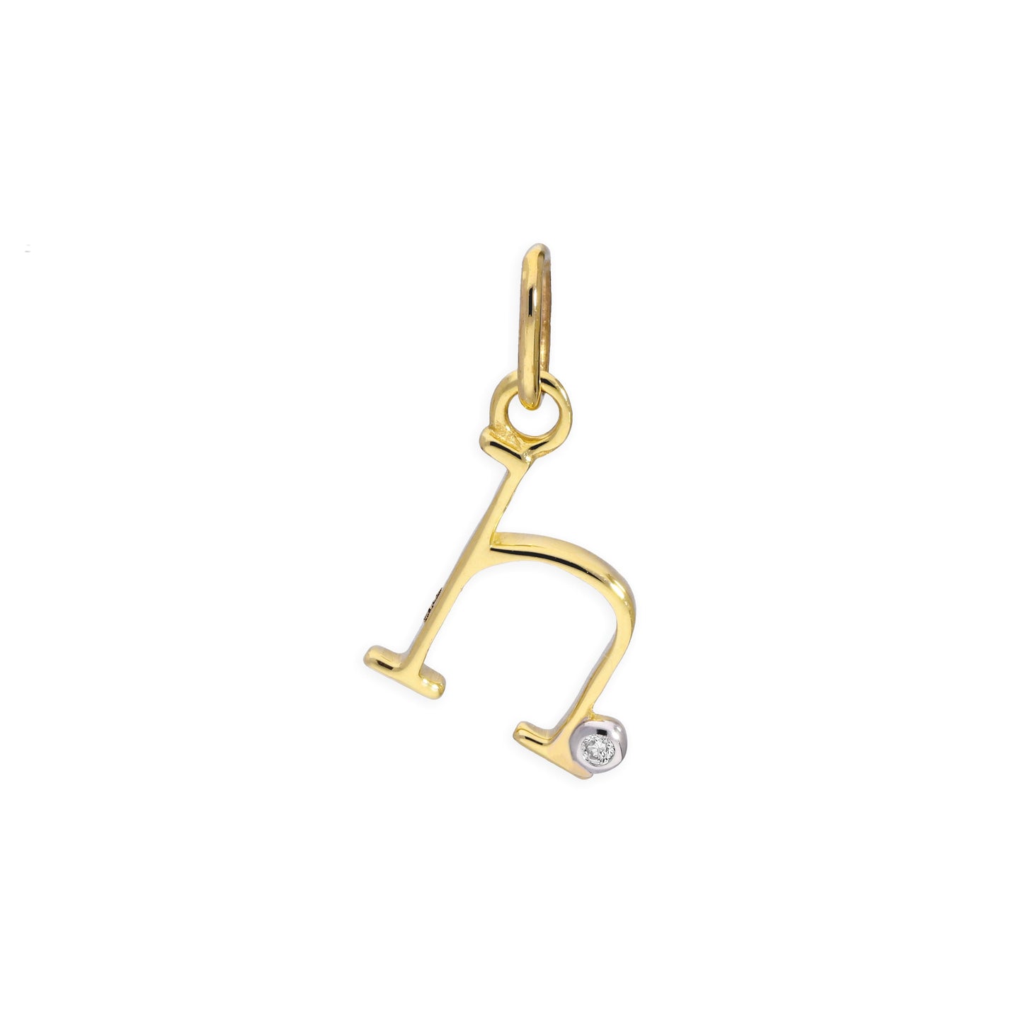 Pendentif lettre de l'alphabet A à Z en or jaune 9 carats et diamants 0,4 pt