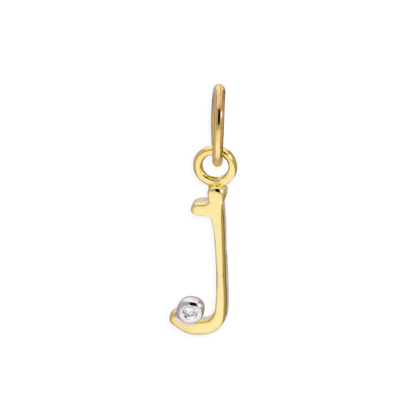 Pendentif lettre de l'alphabet A à Z en or jaune 9 carats et diamants 0,4 pt