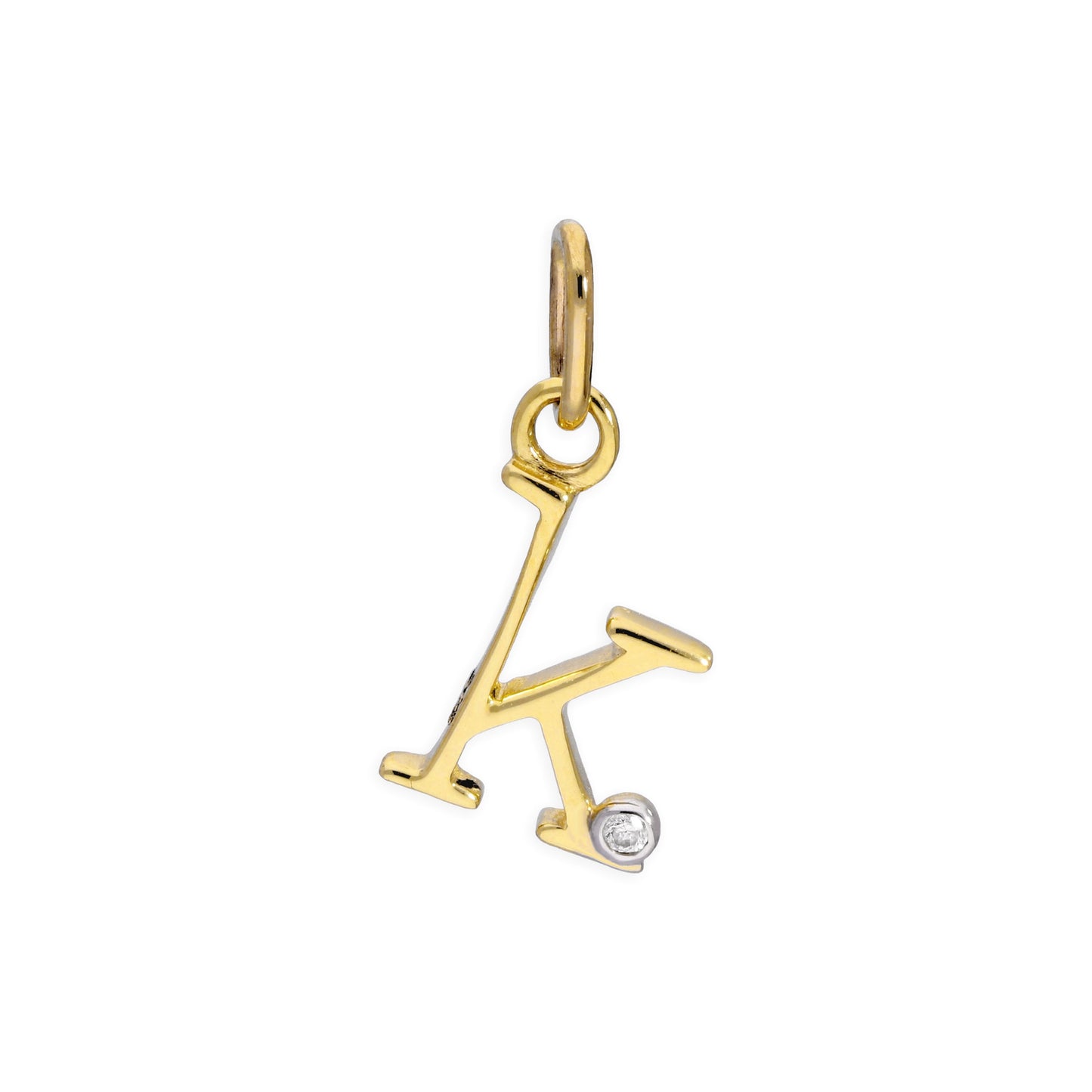 Pendentif lettre de l'alphabet A à Z en or jaune 9 carats et diamants 0,4 pt