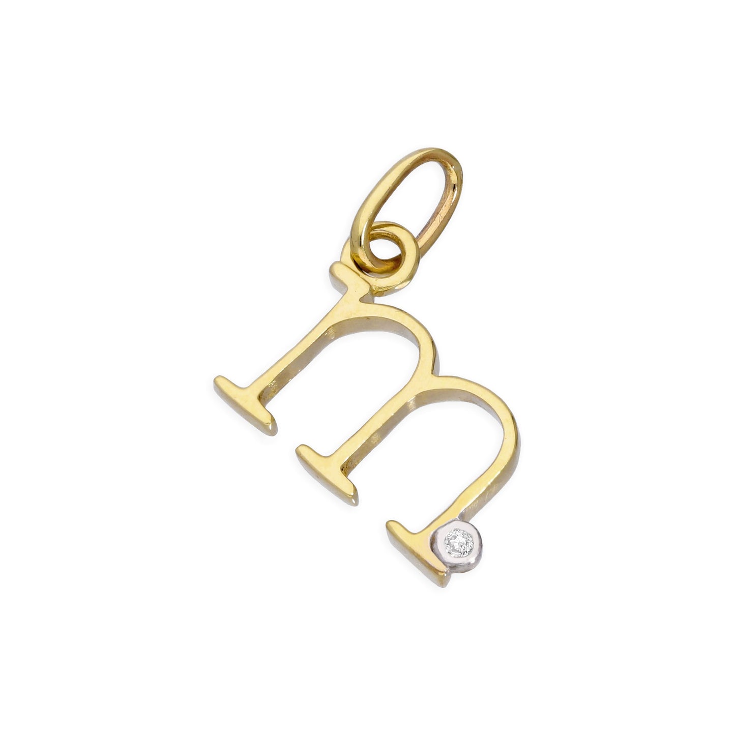 Pendentif lettre de l'alphabet A à Z en or jaune 9 carats et diamants 0,4 pt