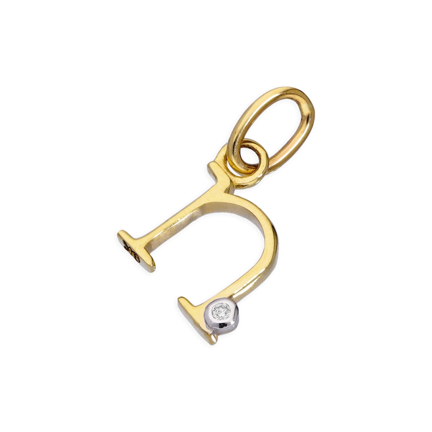 Pendentif lettre de l'alphabet A à Z en or jaune 9 carats et diamants 0,4 pt