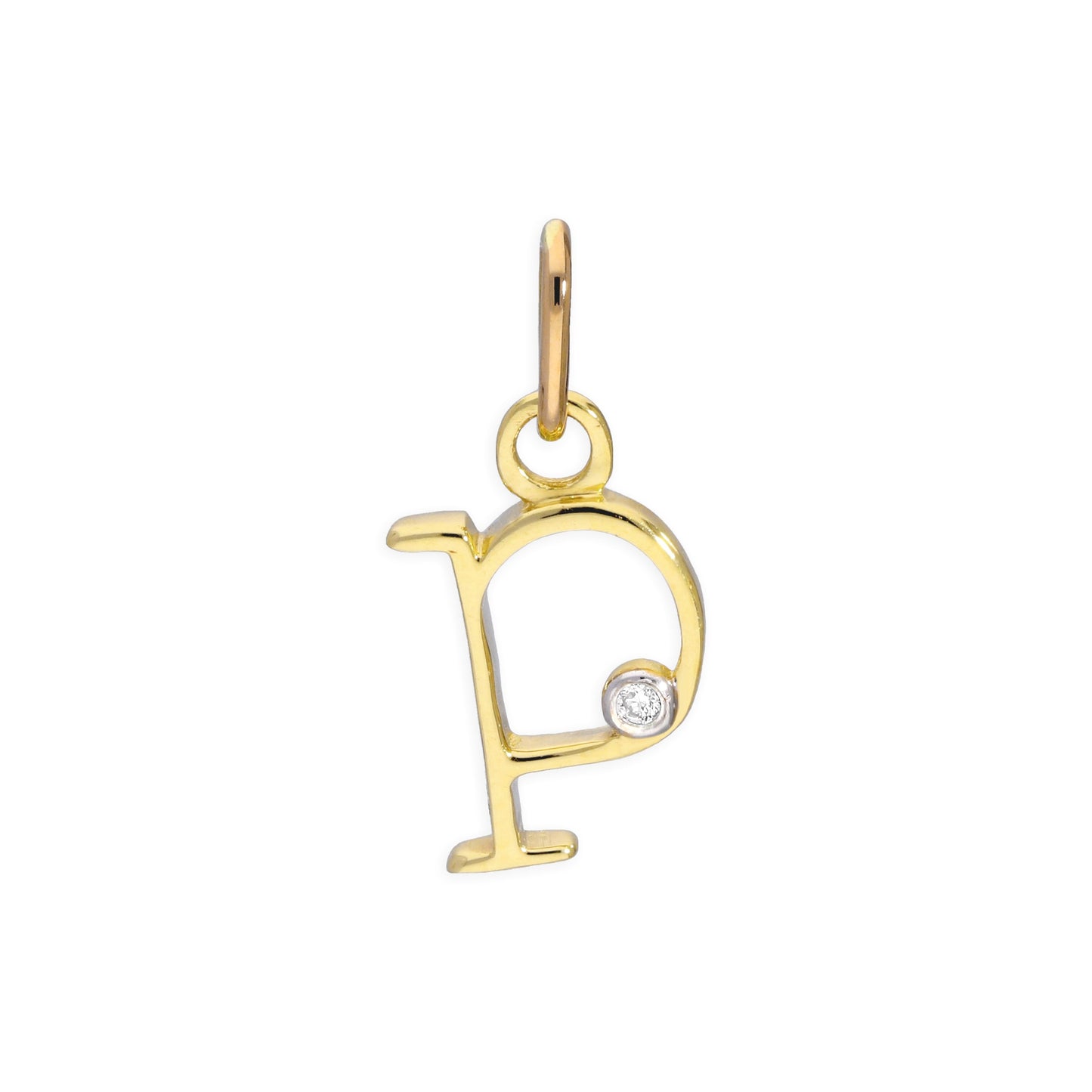 Pendentif lettre de l'alphabet A à Z en or jaune 9 carats et diamants 0,4 pt