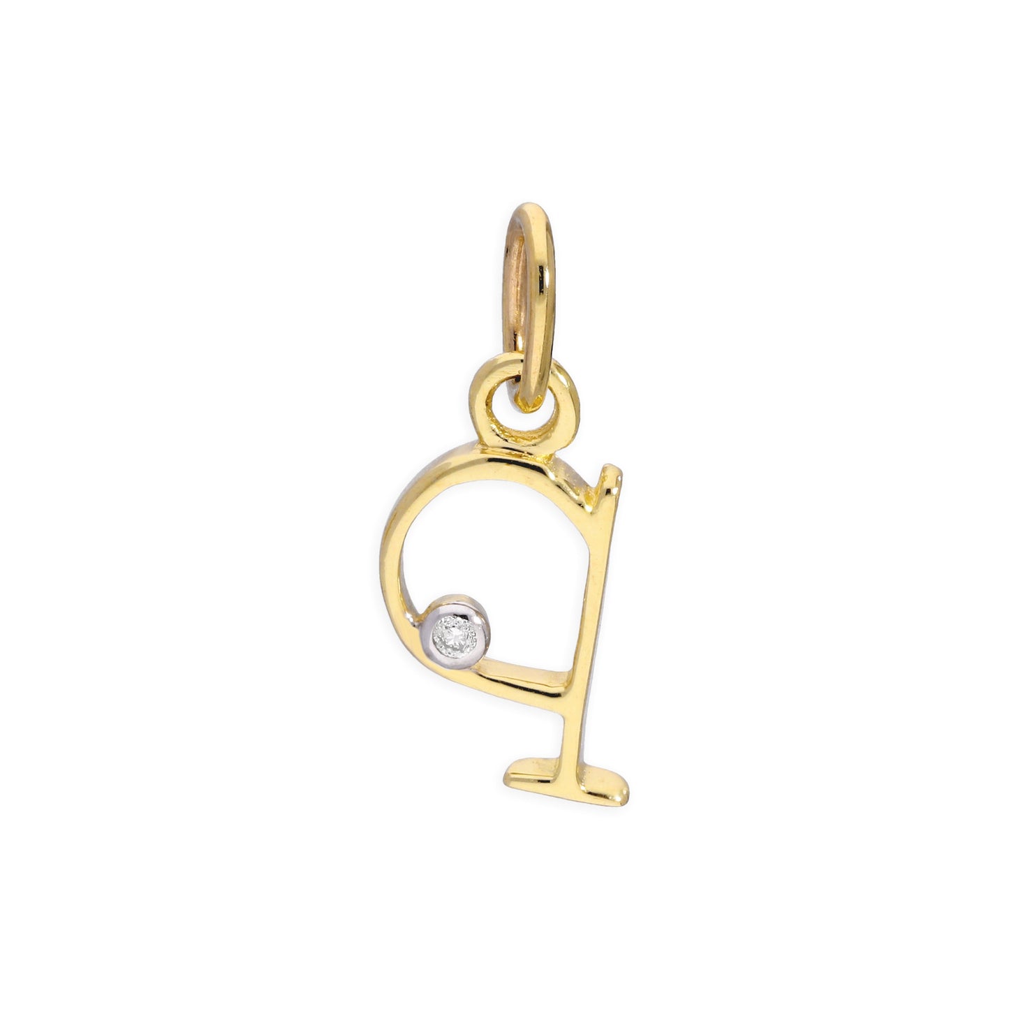 Pendentif lettre de l'alphabet A à Z en or jaune 9 carats et diamants 0,4 pt