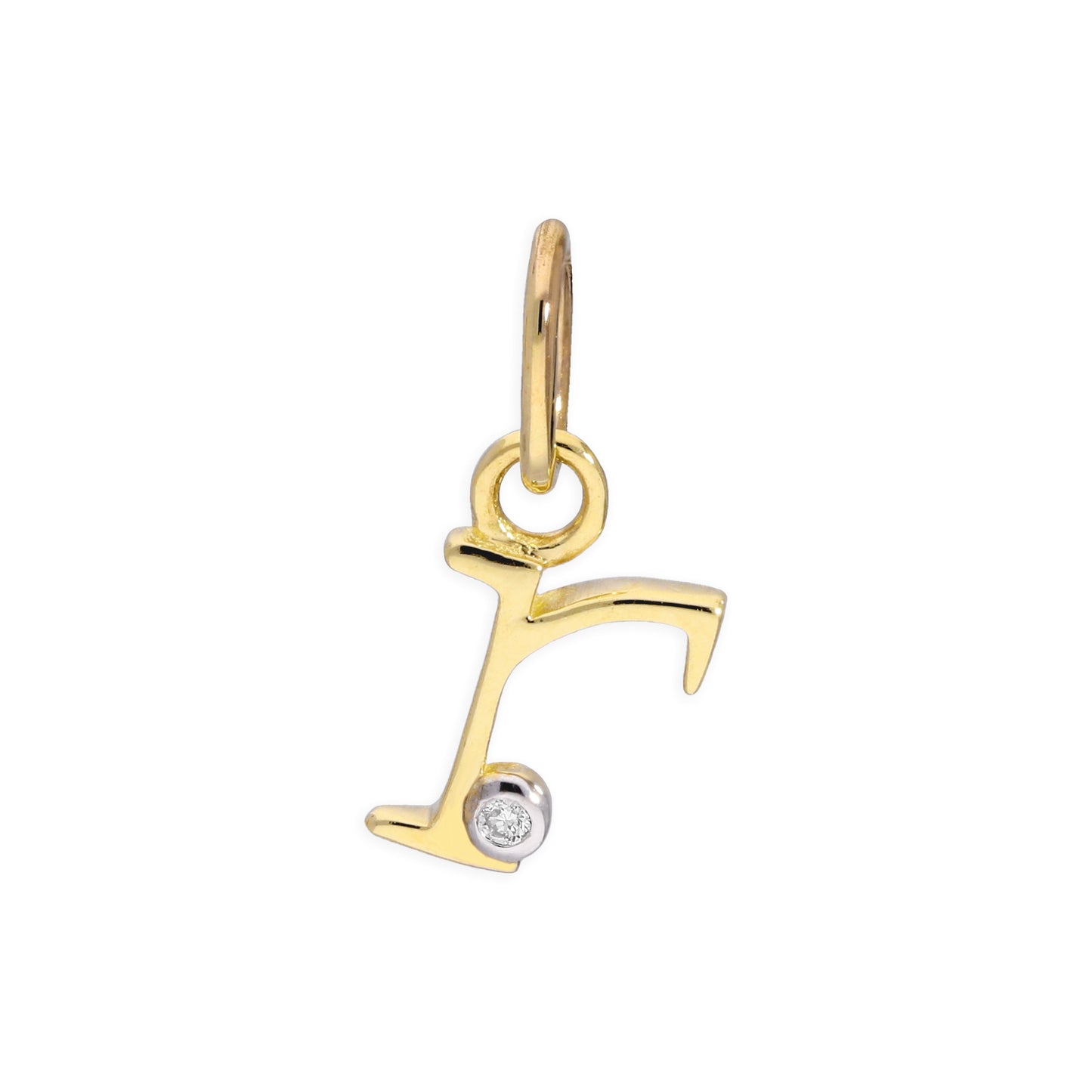 Pendentif lettre de l'alphabet A à Z en or jaune 9 carats et diamants 0,4 pt