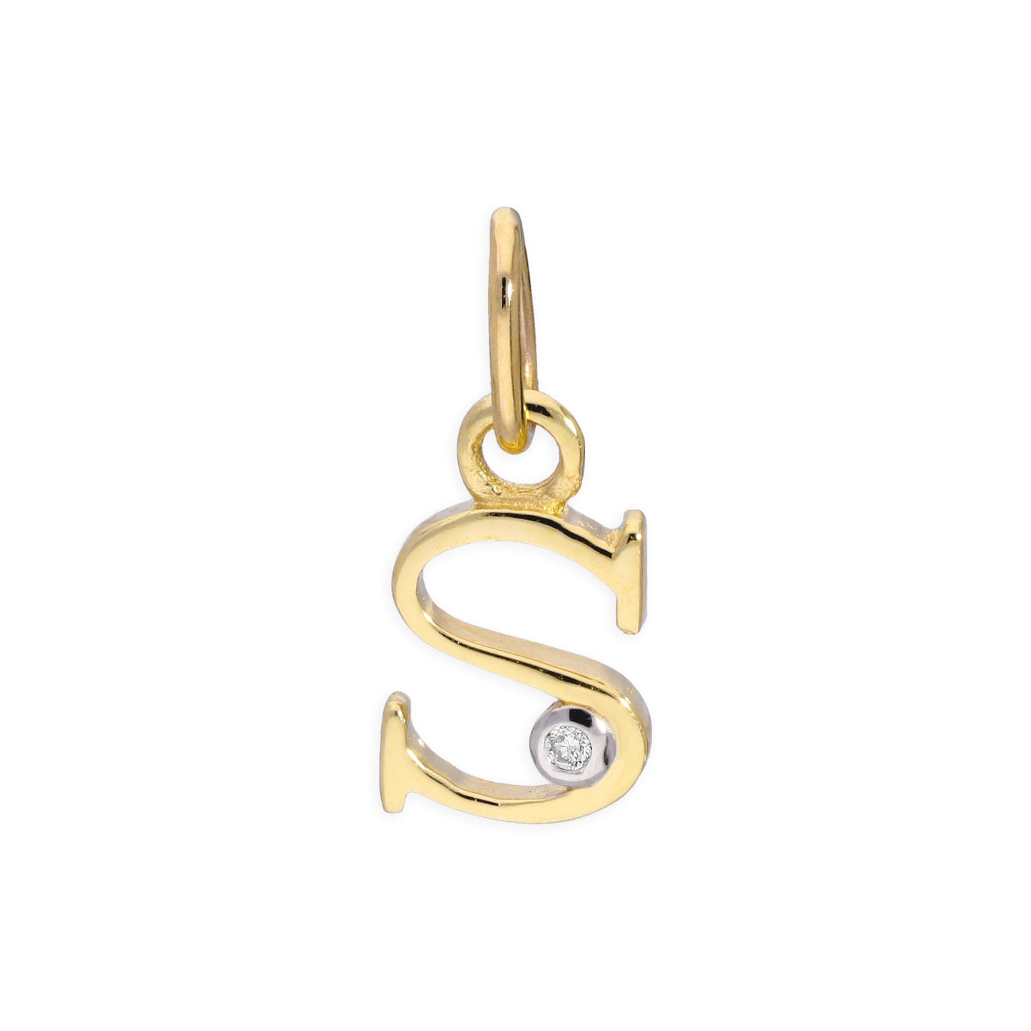 Pendentif lettre de l'alphabet A à Z en or jaune 9 carats et diamants 0,4 pt