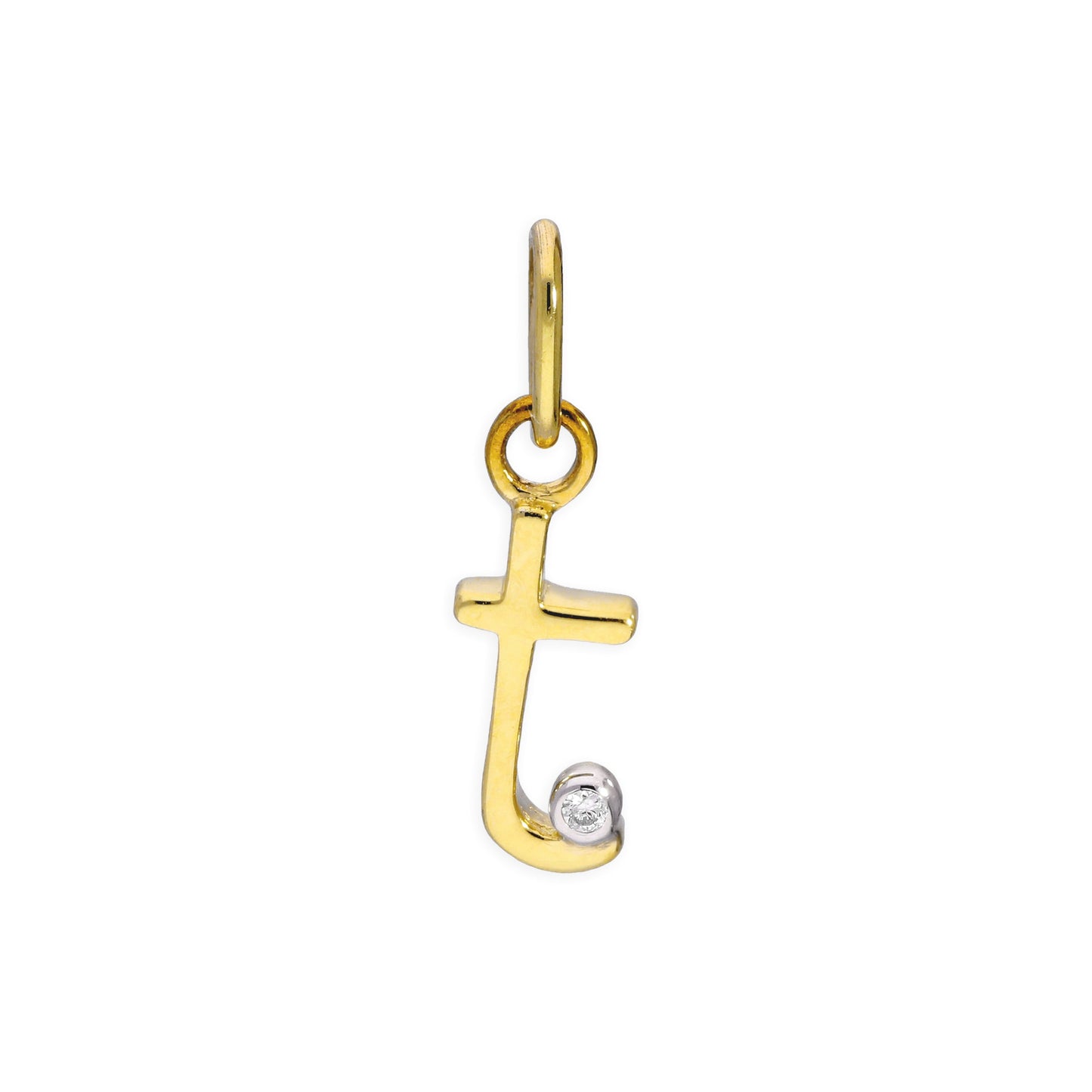 Pendentif lettre de l'alphabet A à Z en or jaune 9 carats et diamants 0,4 pt