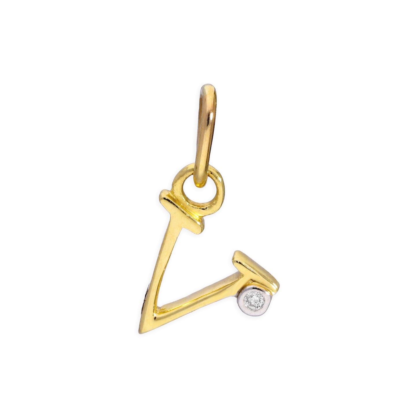 Pendentif lettre de l'alphabet A à Z en or jaune 9 carats et diamants 0,4 pt