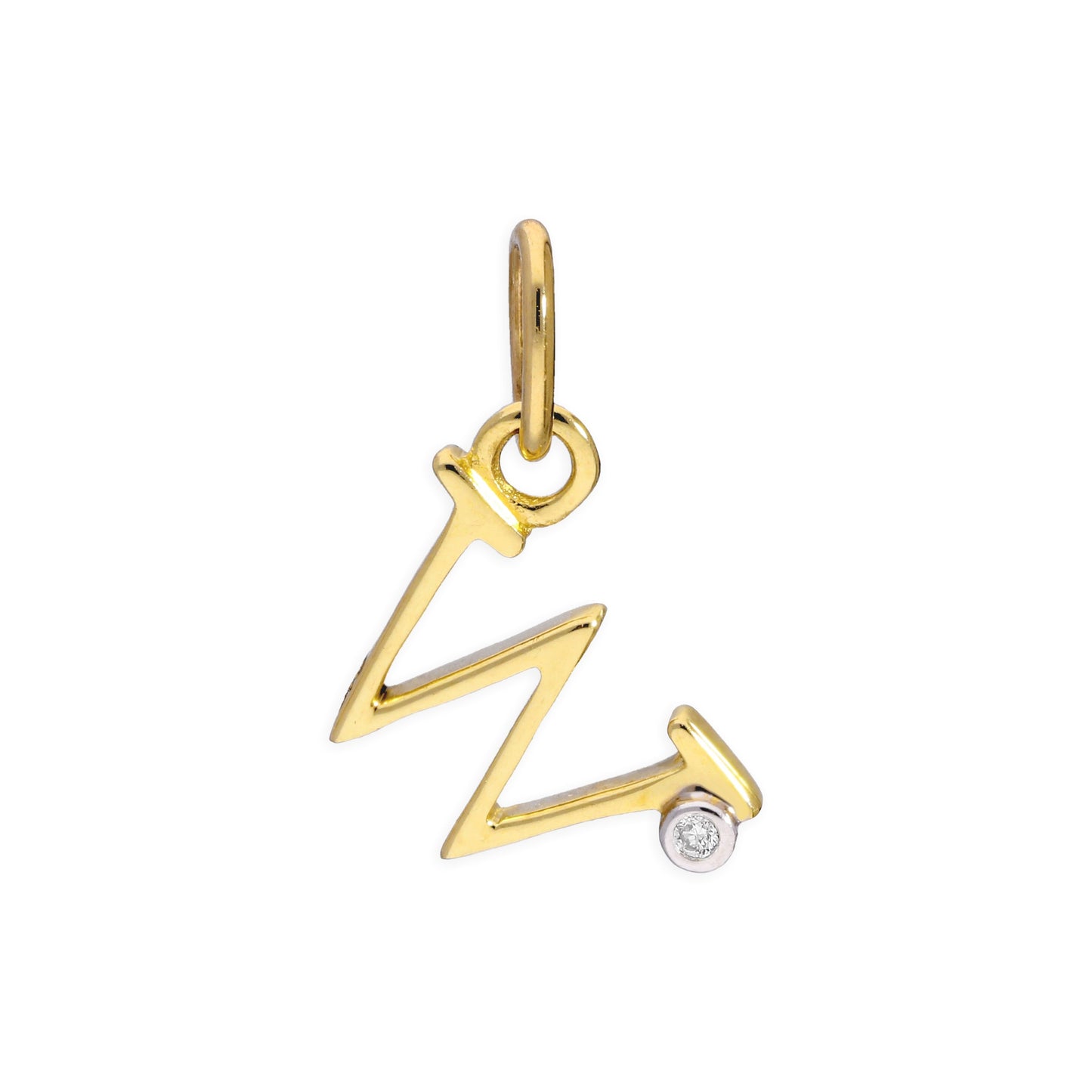 Pendentif lettre de l'alphabet A à Z en or jaune 9 carats et diamants 0,4 pt
