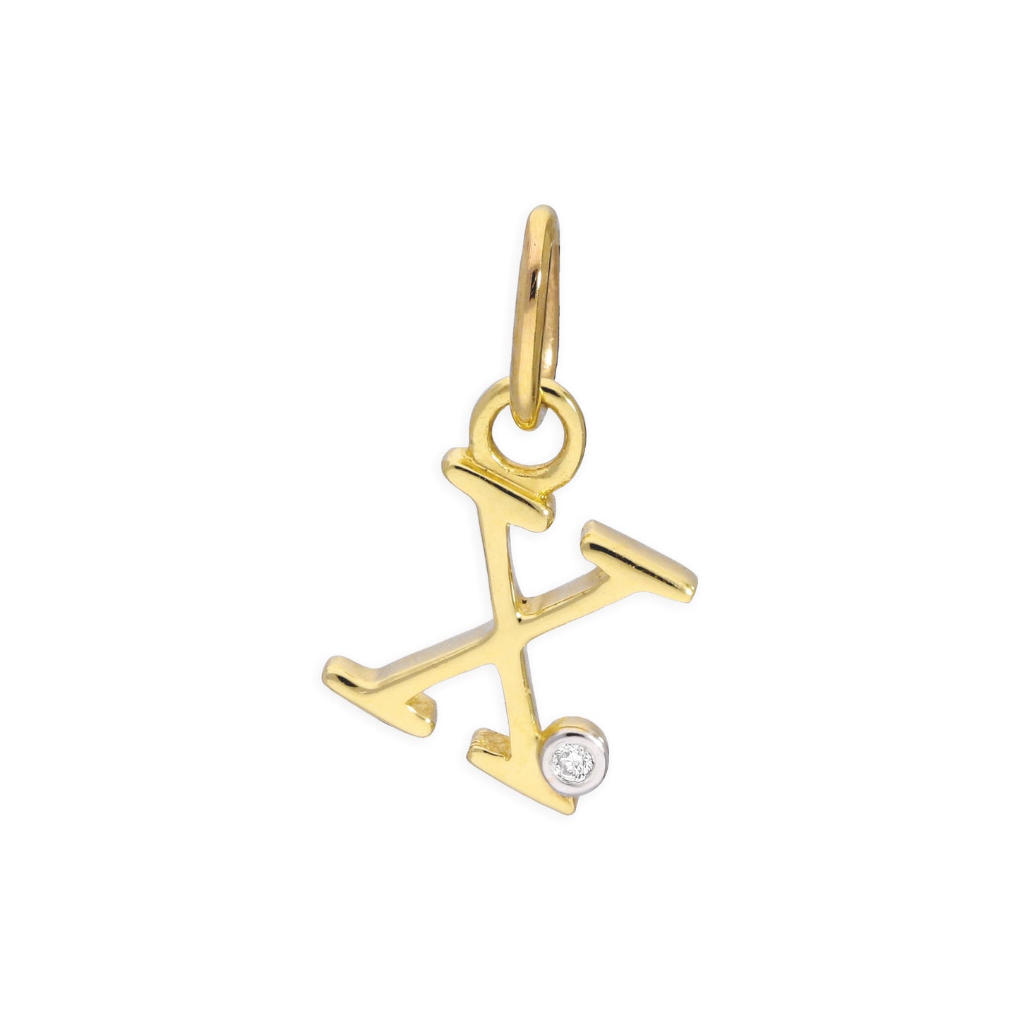 Pendentif lettre de l'alphabet A à Z en or jaune 9 carats et diamants 0,4 pt
