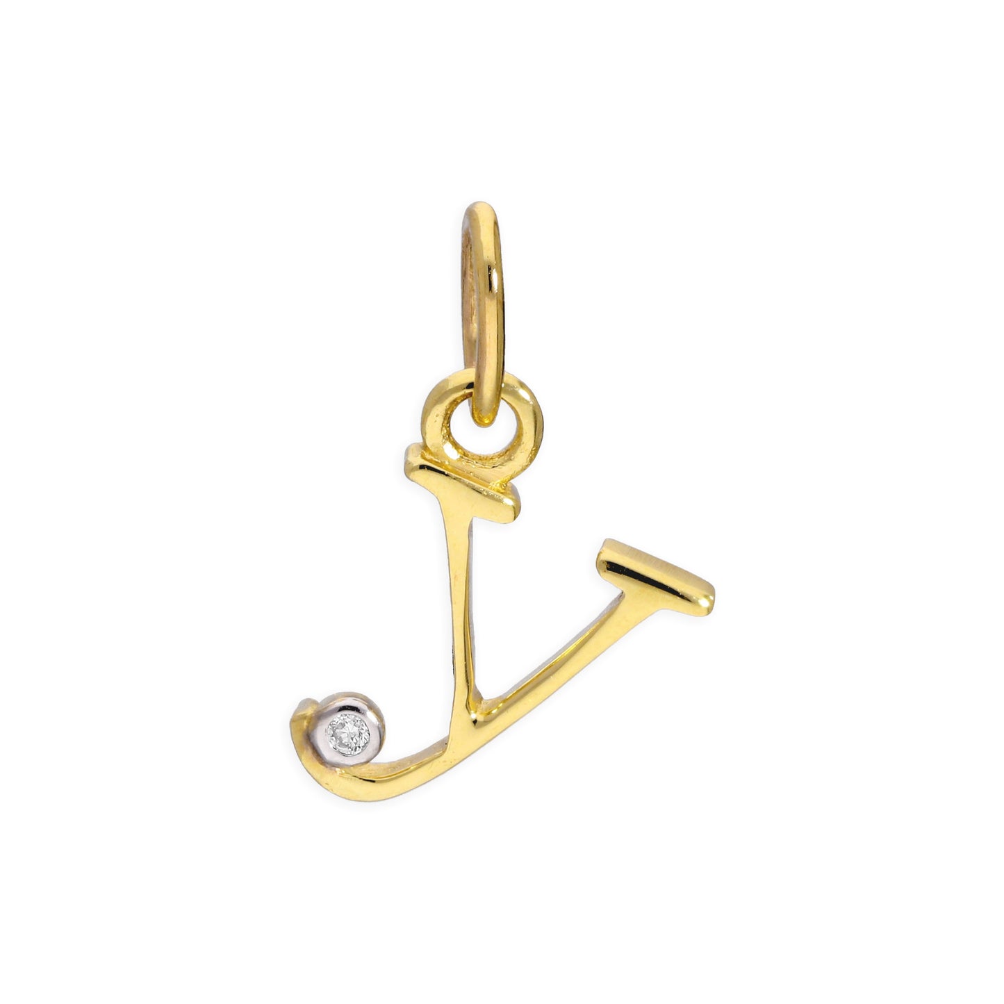 Pendentif lettre de l'alphabet A à Z en or jaune 9 carats et diamants 0,4 pt