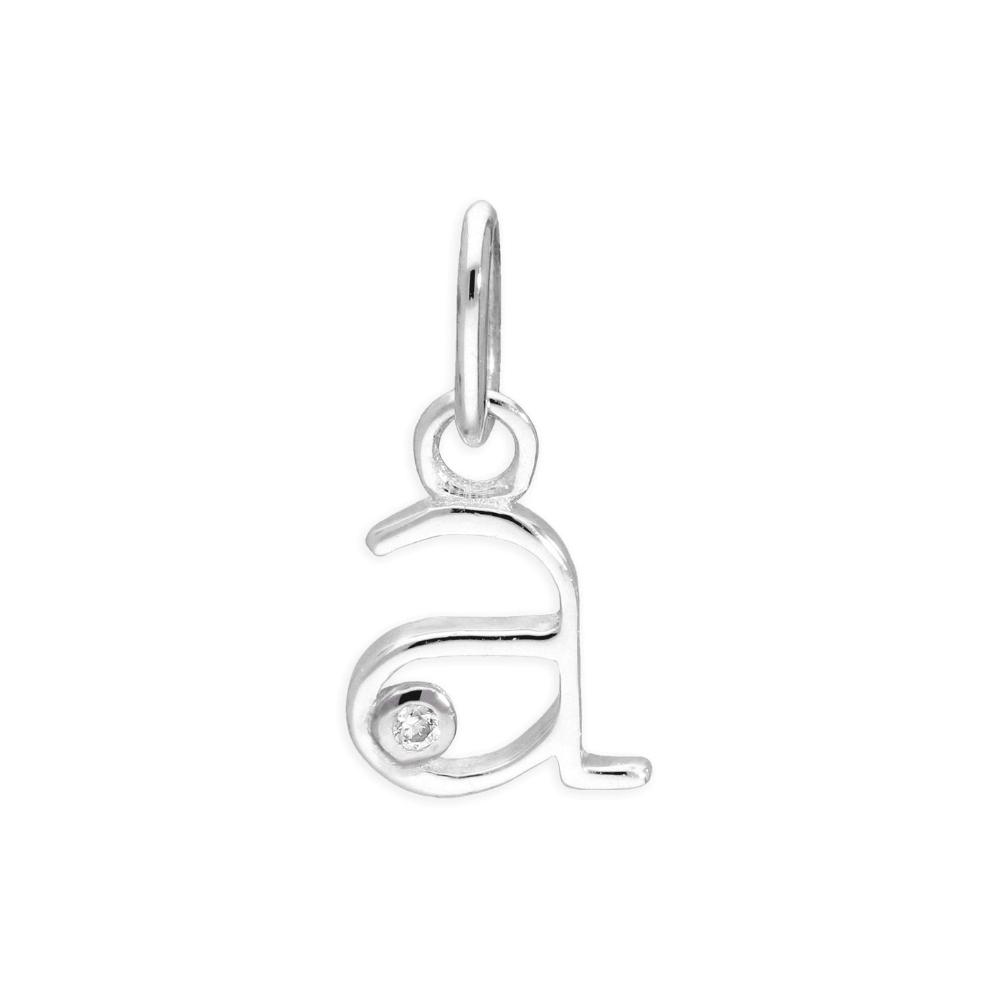 Pendentif en argent sterling avec lettres de l'alphabet A à Z et diamants de 0,4 pt