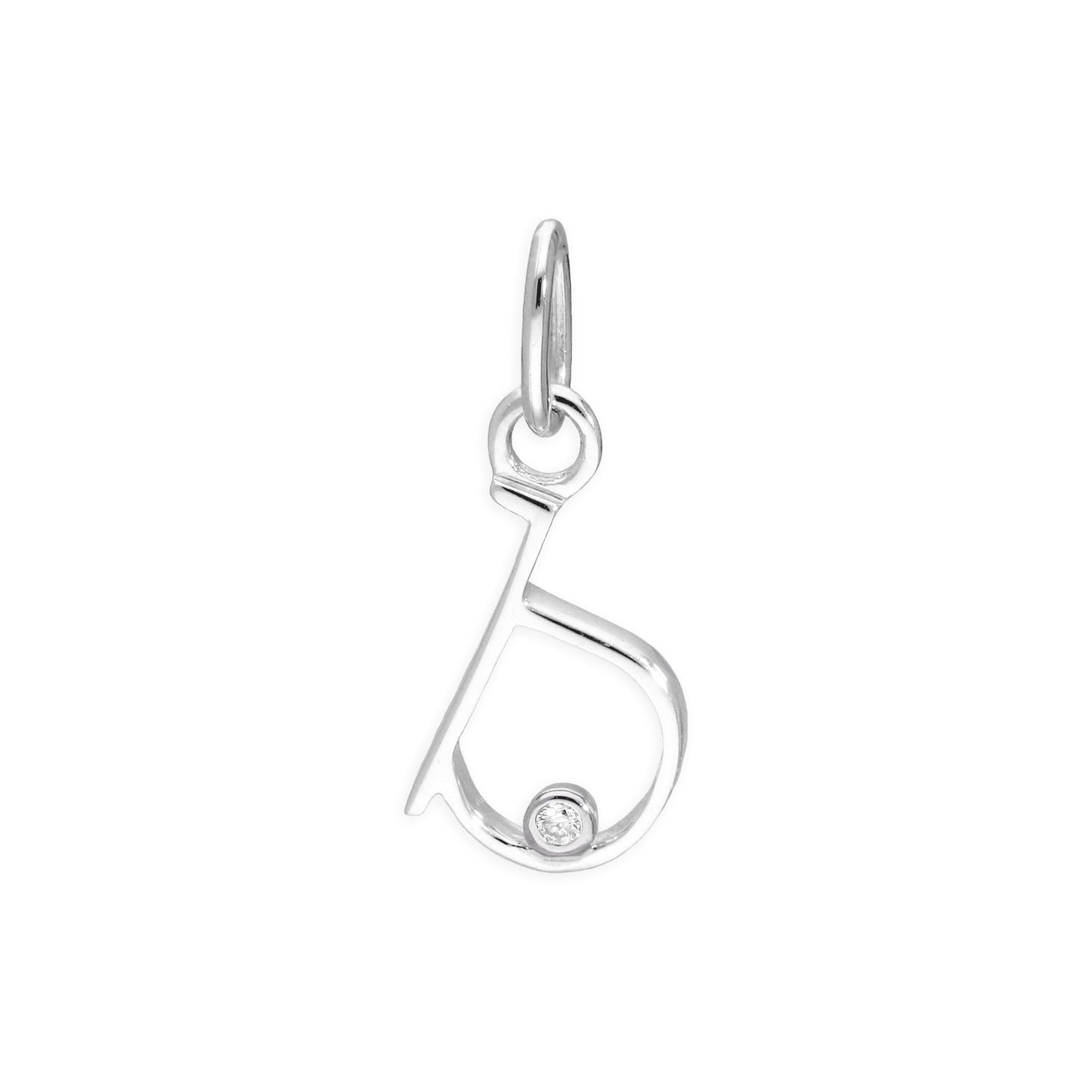 Pendentif en argent sterling avec lettres de l'alphabet A à Z et diamants de 0,4 pt