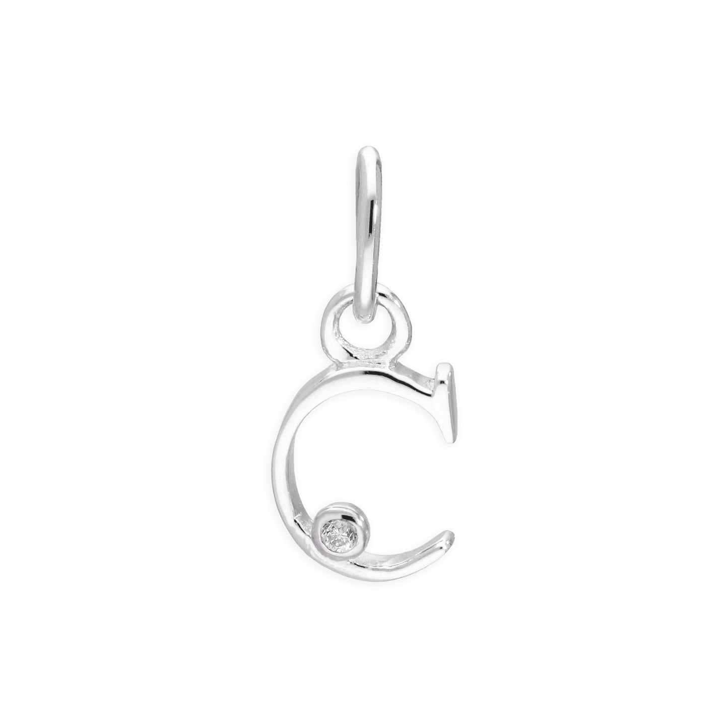 Pendentif en argent sterling avec lettres de l'alphabet A à Z et diamants de 0,4 pt