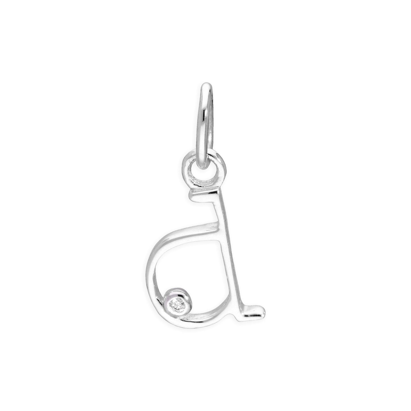 Pendentif en argent sterling avec lettres de l'alphabet A à Z et diamants de 0,4 pt